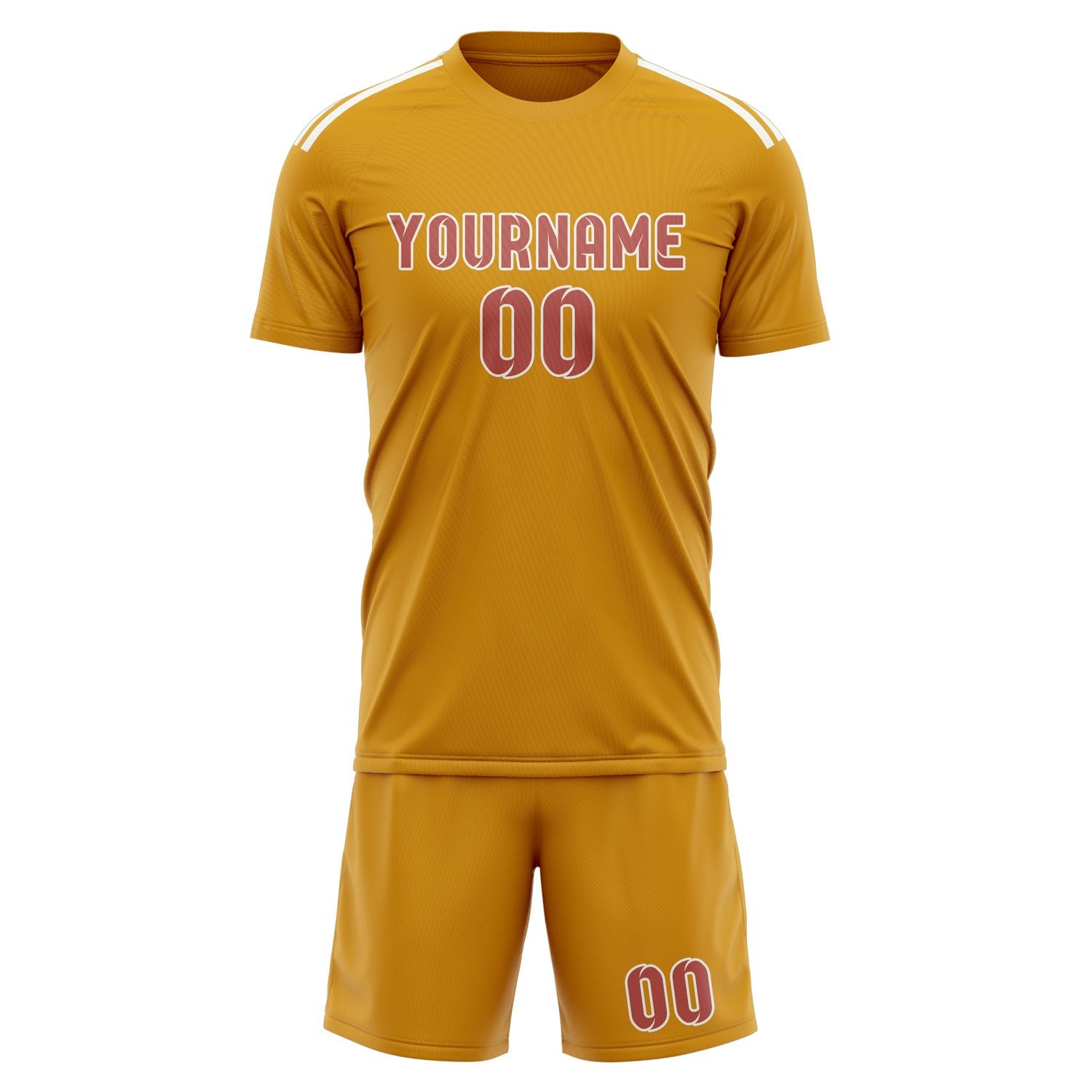 Maßgeschneidertes Professionelles Gelb Kupferrose Fußballtrikot-Set