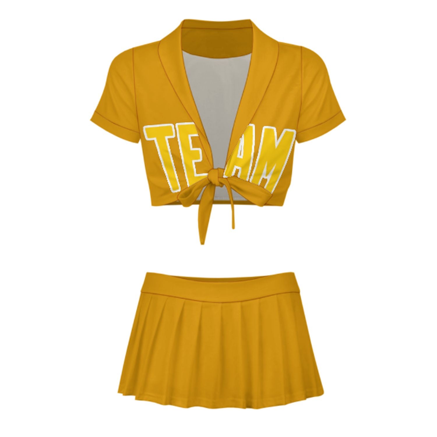 Maßgeschneidertes Gelb Gold Cheerleader Outfit Set