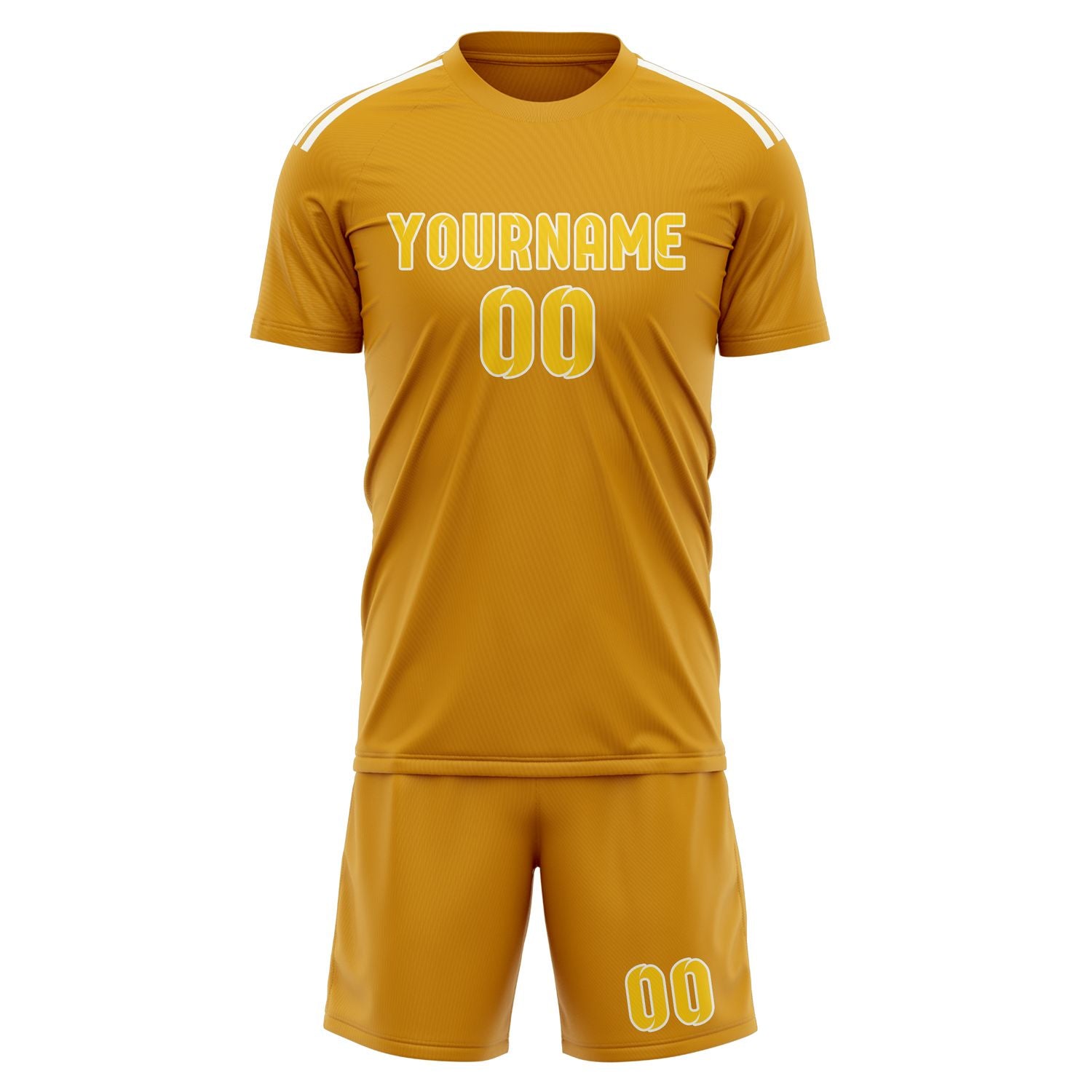 Maßgeschneidertes Professionelles Gelb Gold Fußballtrikot-Set