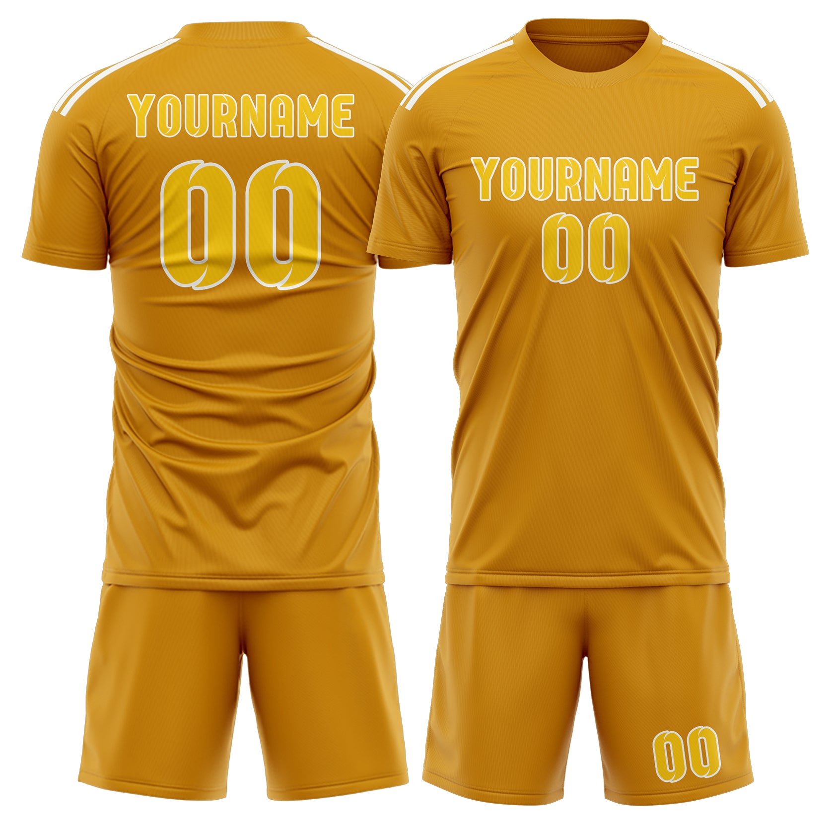 Maßgeschneidertes Professionelles Gelb Gold Fußballtrikot-Set
