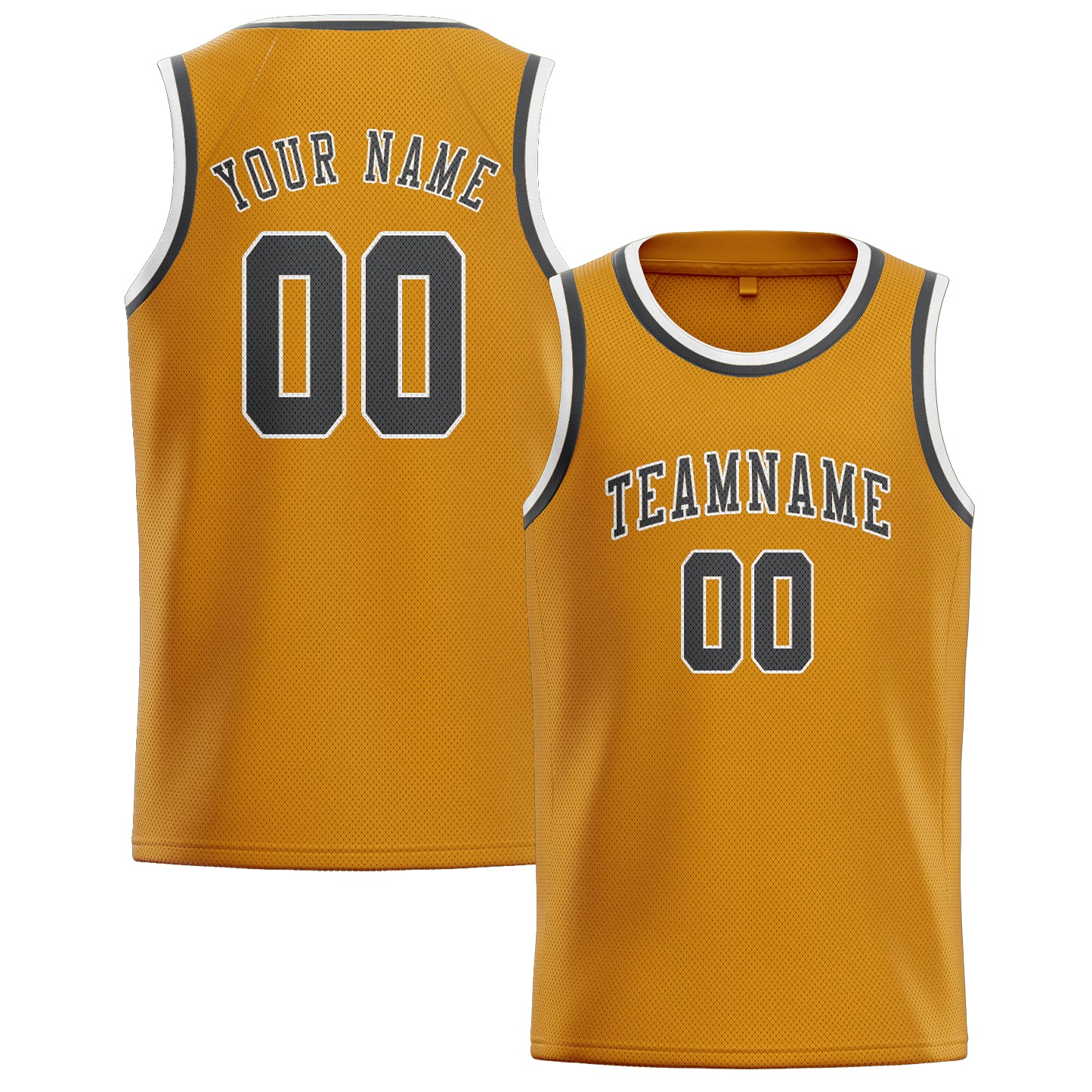Benutzerdefiniertes Professionelles Gelb Dunkelgrau Basketballtrikot