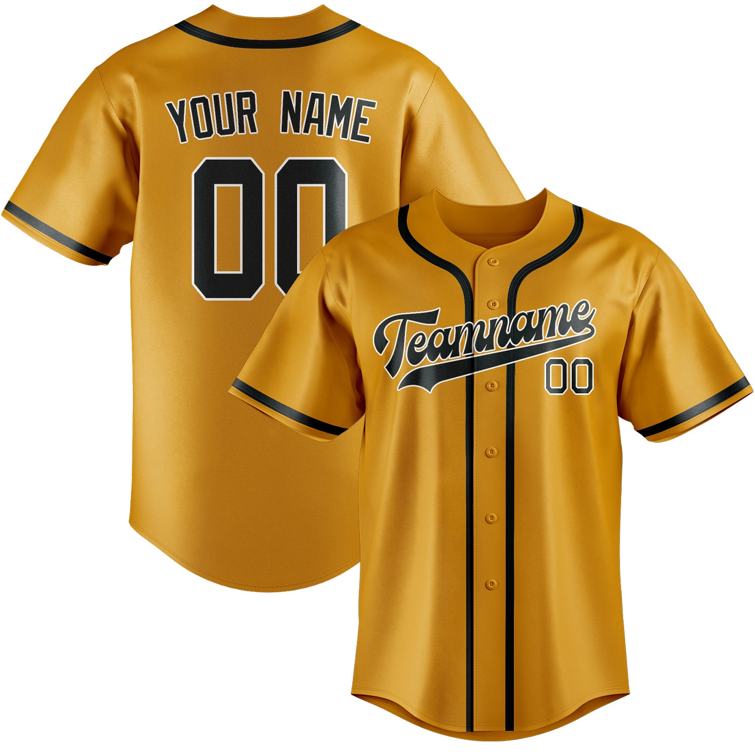 Benutzerdefiniertes Professionelles Gelb Dunkelgrau Baseballtrikot