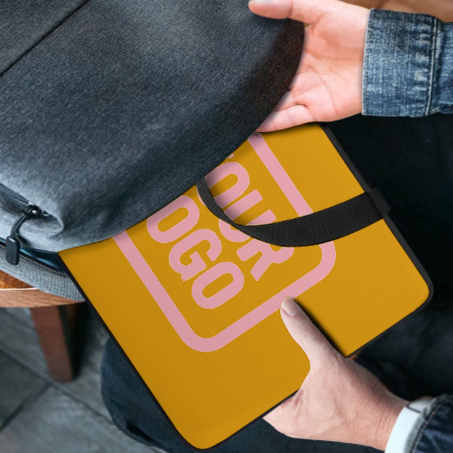 Borsa per laptop personalizzata gialla e rosa chiaro
