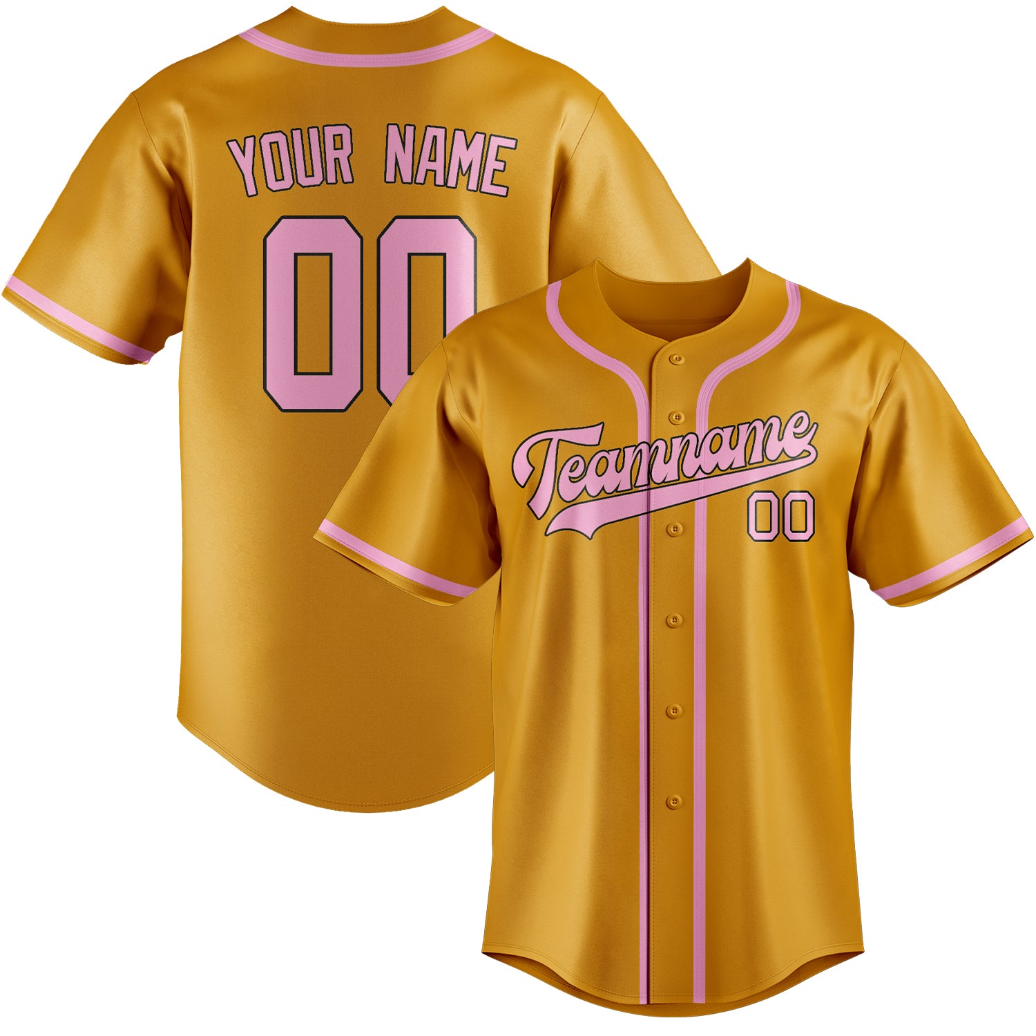 Benutzerdefiniertes Professionelles Gelb Rosa Baseballtrikot