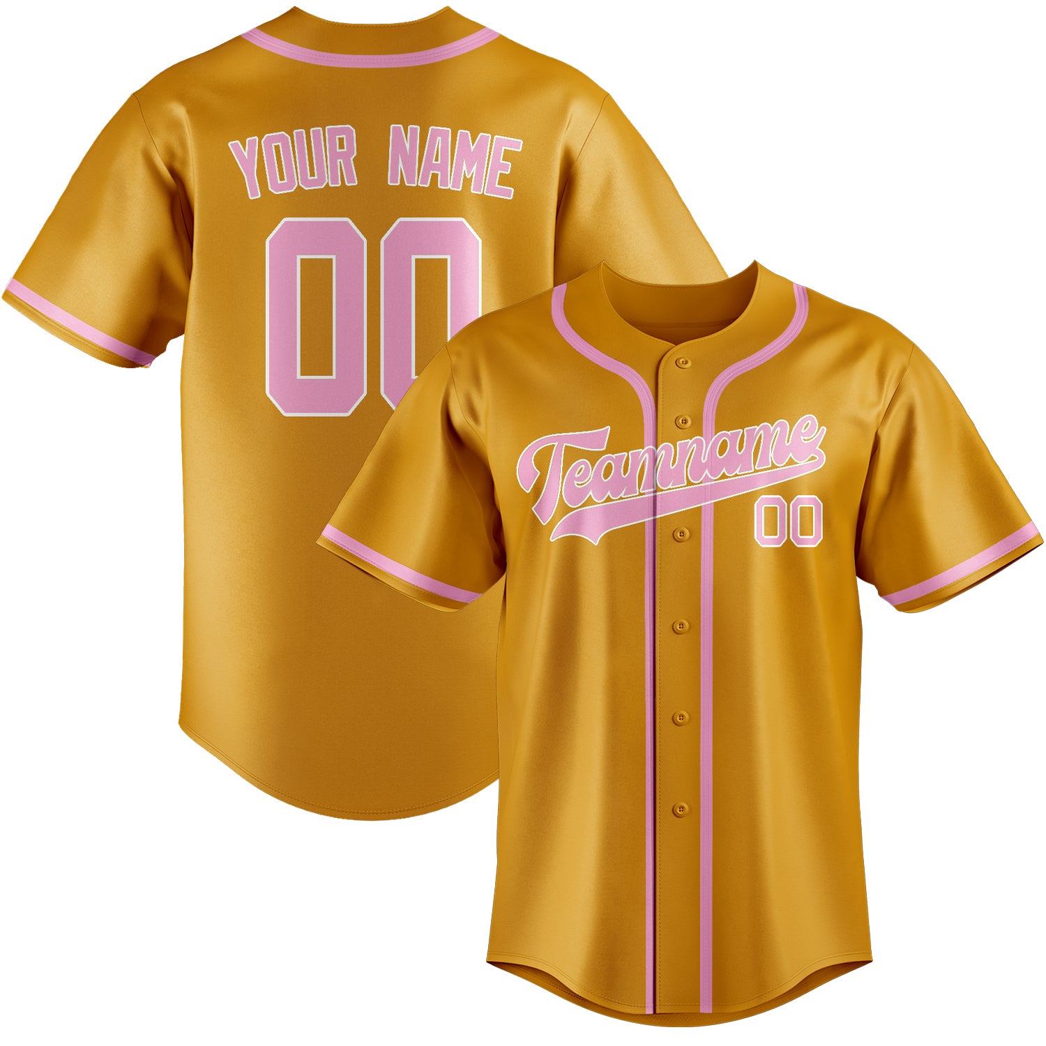 Benutzerdefiniertes Professionelles Gelb Rosa Baseballtrikot