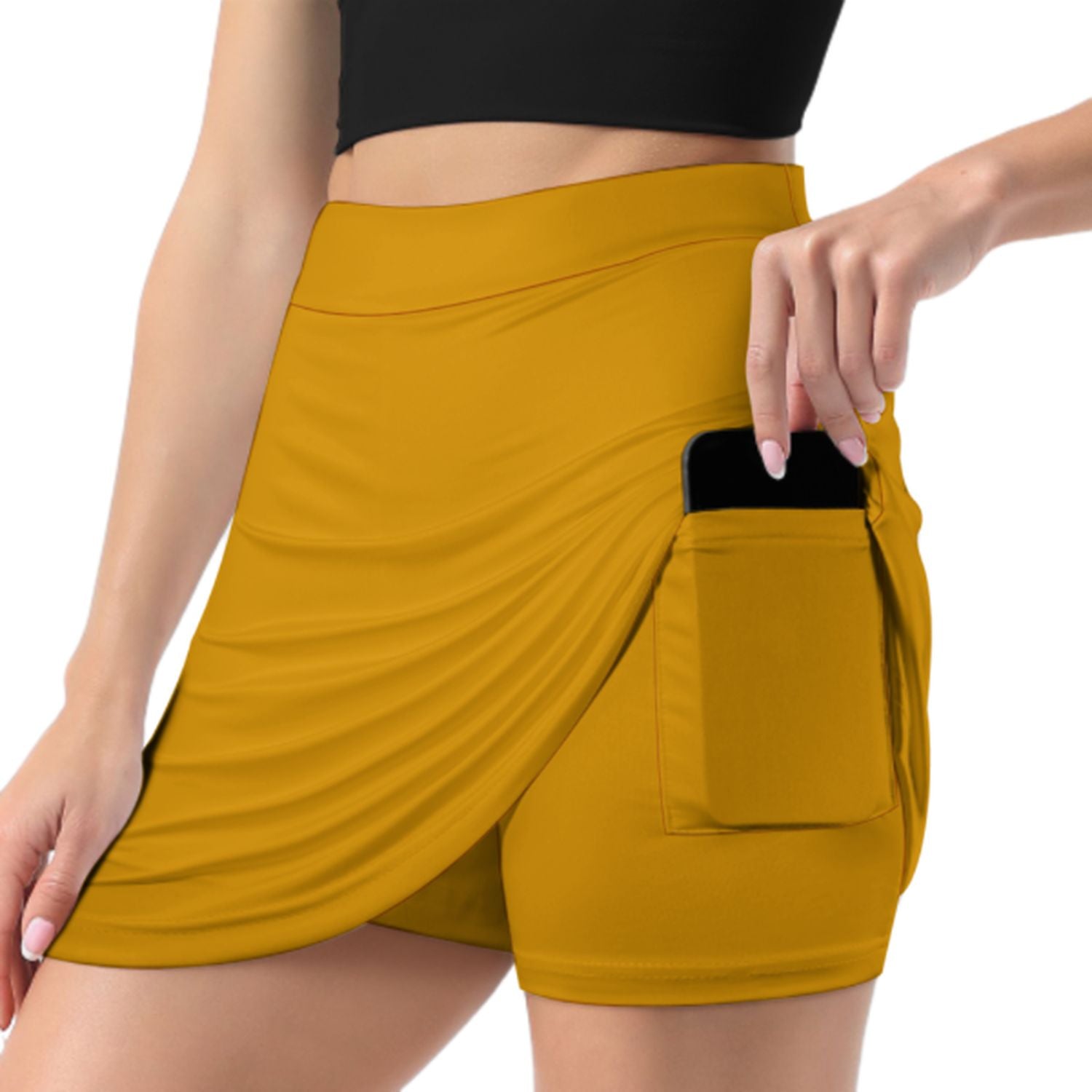 Maßgeschneidertes Gelb Khaki A-Linien Skort