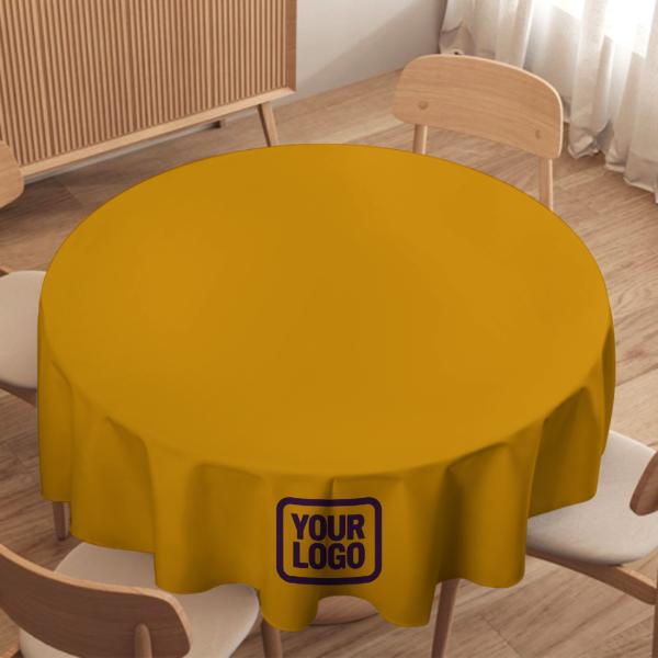 Maßgeschneidertes Gelb Lila Runde Tischdecke