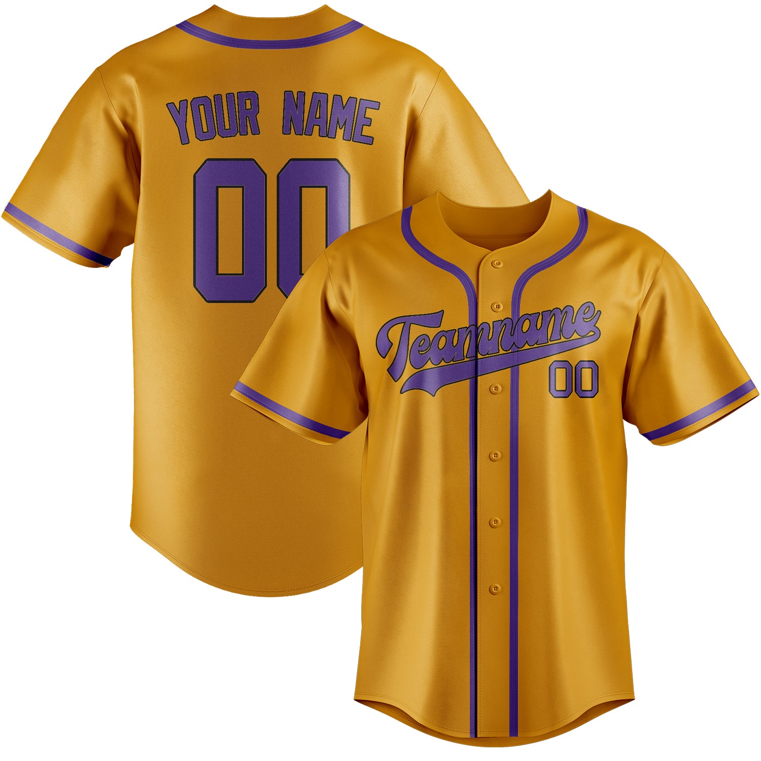 Benutzerdefiniertes Professionelles Gelb Lavendel Baseballtrikot