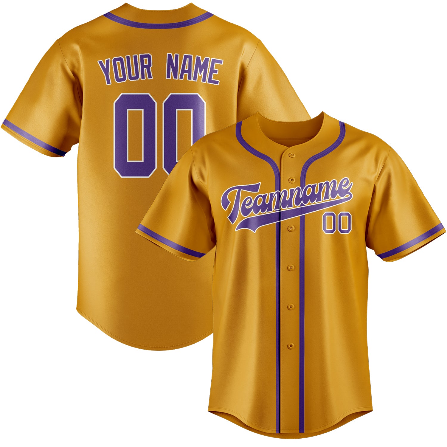 Benutzerdefiniertes Professionelles Gelb Lavendel Baseballtrikot