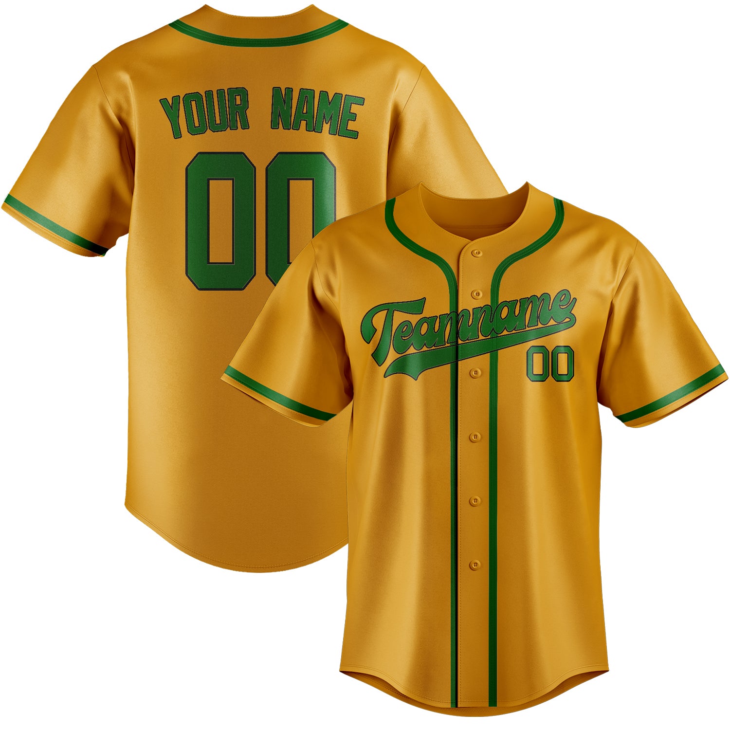 Benutzerdefiniertes Professionelles Gelb Smaragdgrün Baseballtrikot