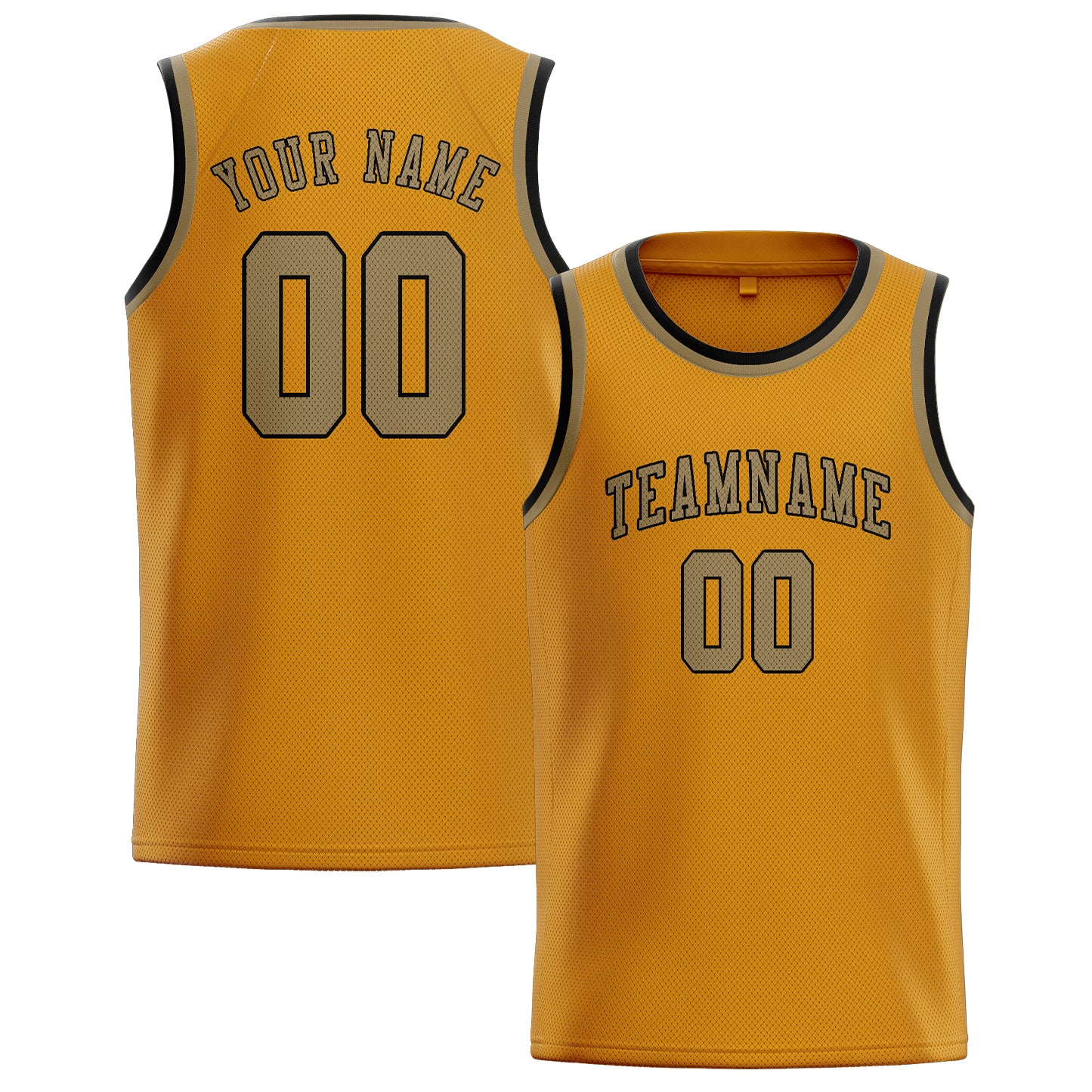 Benutzerdefiniertes Professionelles Gelb Hellkhaki Basketballtrikot
