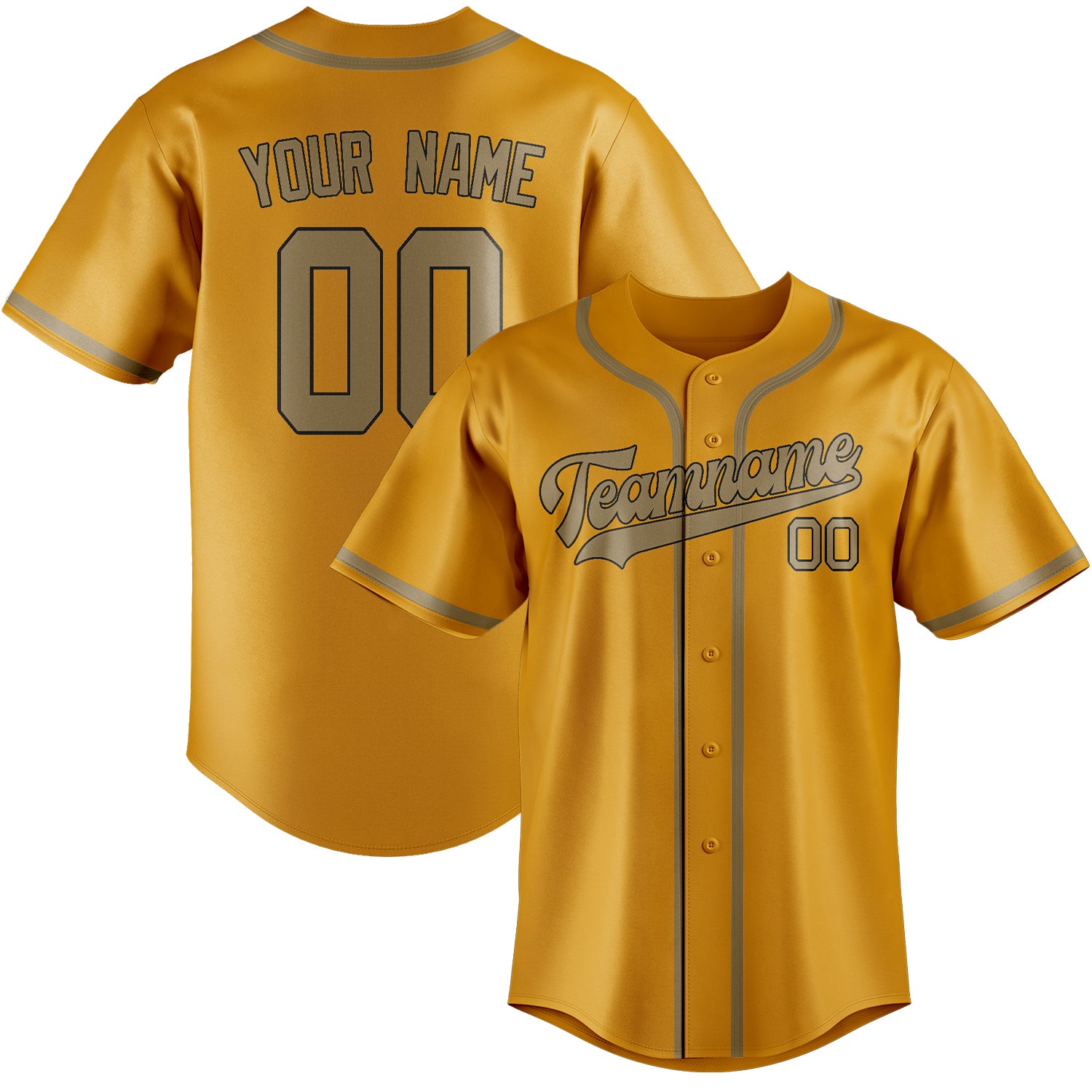 Benutzerdefiniertes Professionelles Gelb Hellkhaki Baseballtrikot