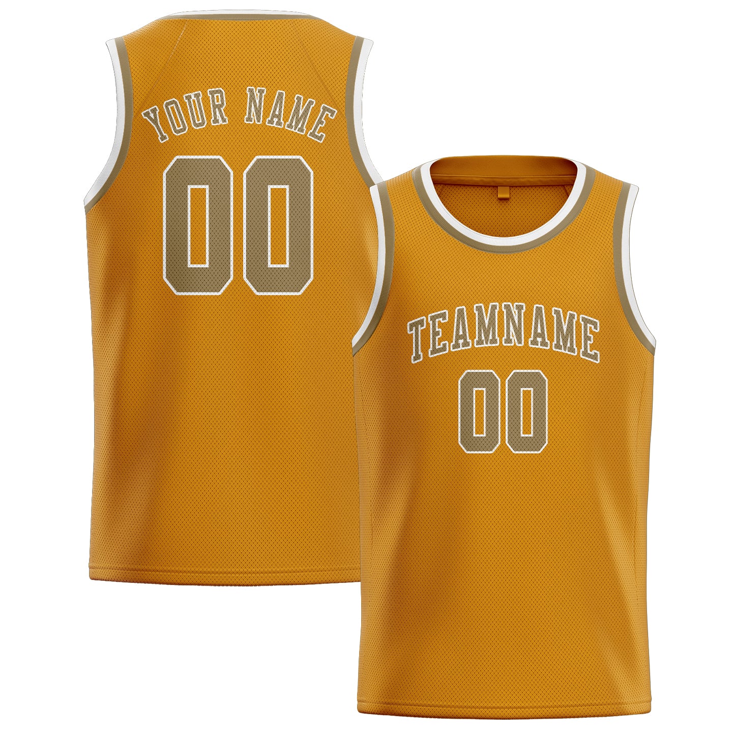 Benutzerdefiniertes Professionelles Gelb Hellkhaki Basketballtrikot