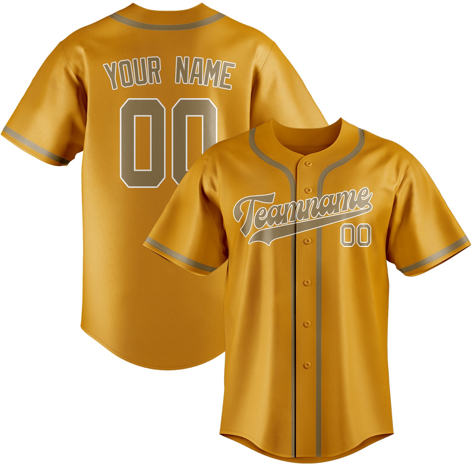 Benutzerdefiniertes Professionelles Gelb Hellkhaki Baseballtrikot