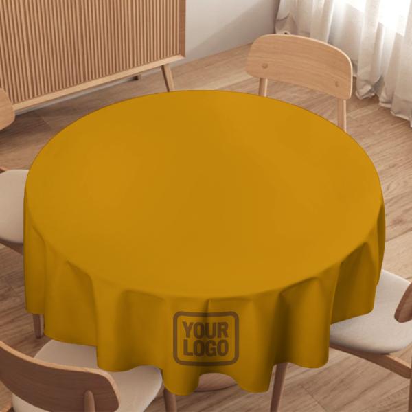 Maßgeschneidertes Gelb Khaki Runde Tischdecke