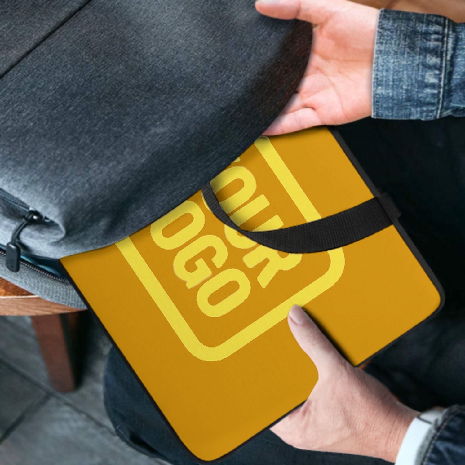 Borsa per laptop personalizzata gialla chiara