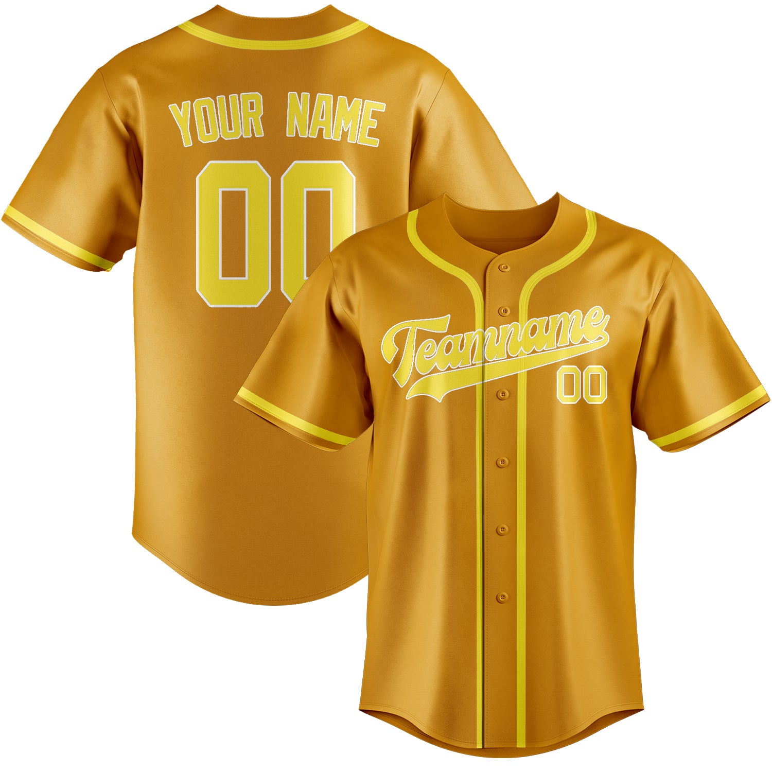 Benutzerdefiniertes Professionelles Gelb Blassgelb Baseballtrikot