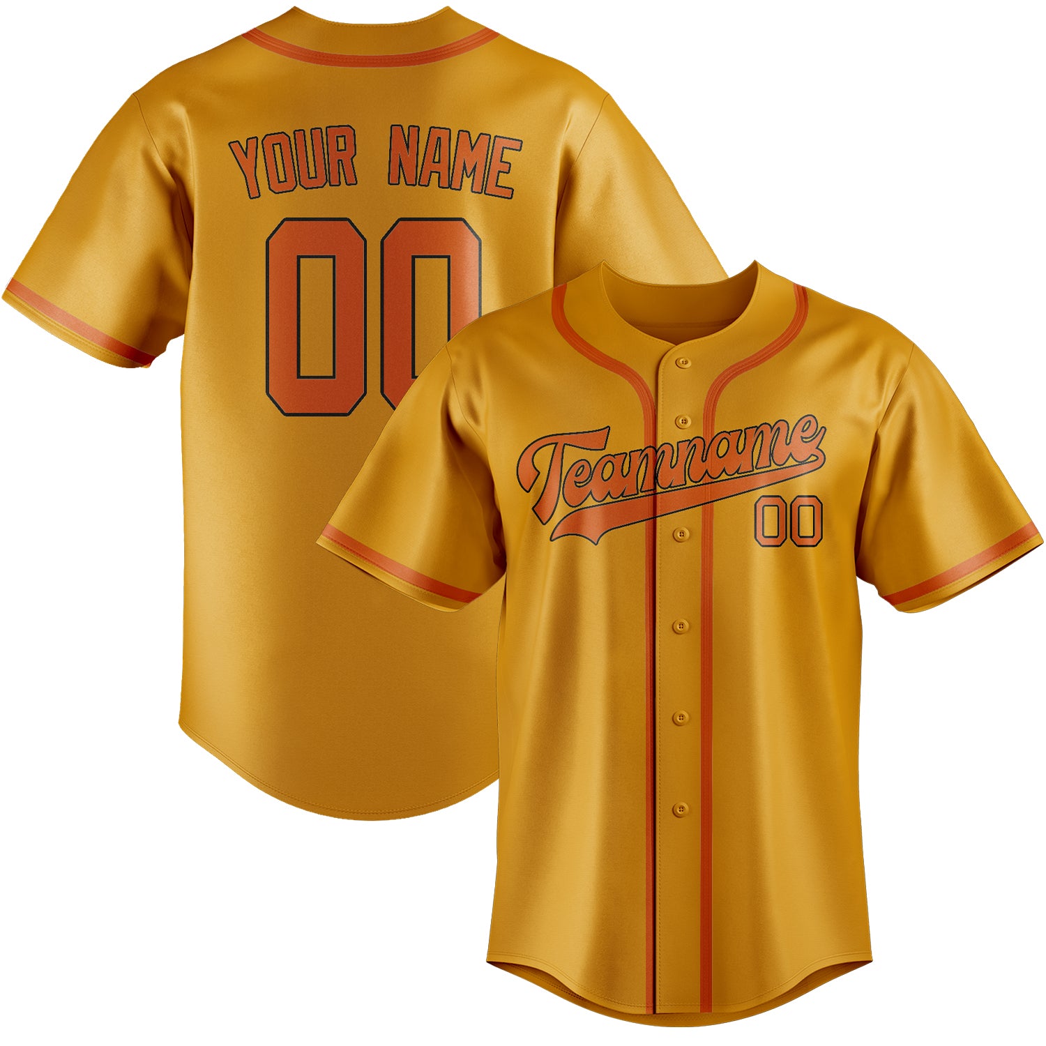 Benutzerdefiniertes Professionelles Gelb Orange Baseballtrikot