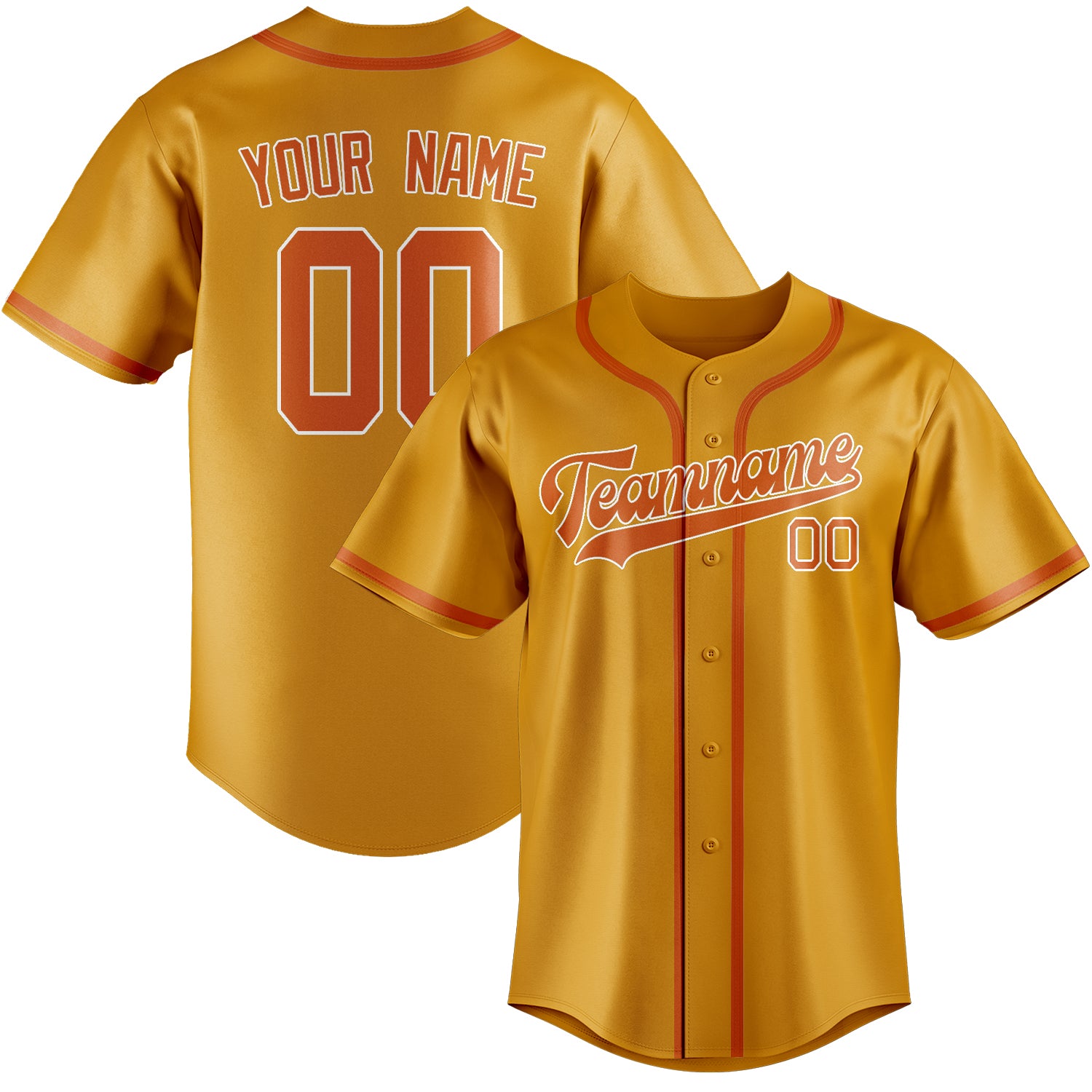Benutzerdefiniertes Professionelles Gelb Orange Baseballtrikot