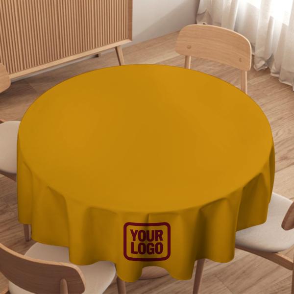 Maßgeschneidertes Gelb Karmesinrot Runde Tischdecke