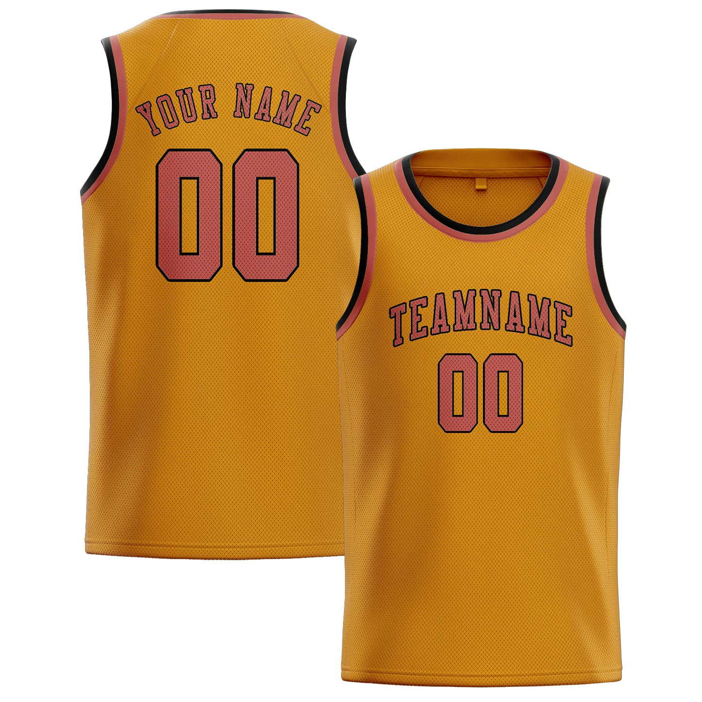 Benutzerdefiniertes Professionelles Gelb Kupferrose Basketballtrikot