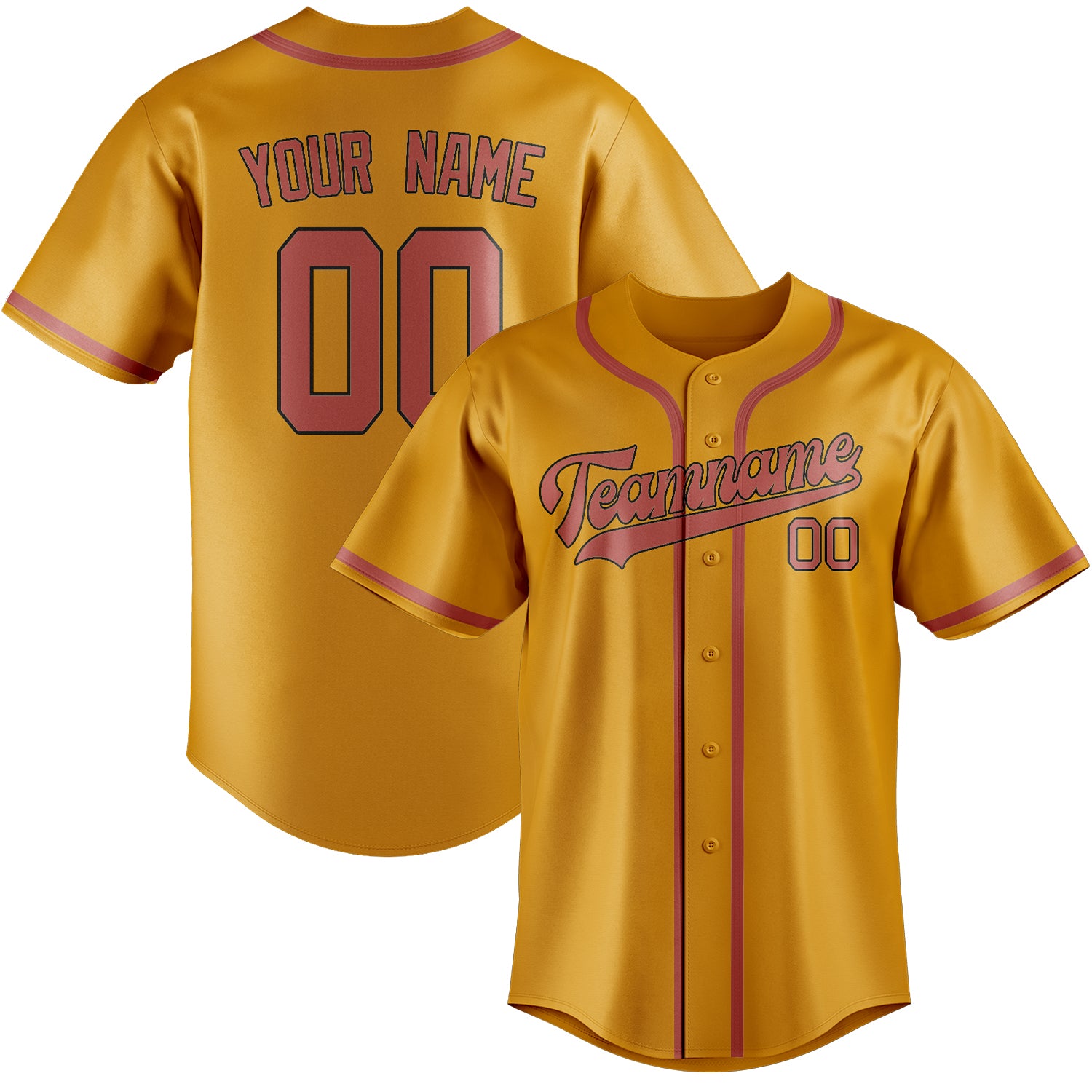 Benutzerdefiniertes Professionelles Gelb Kupferrose Baseballtrikot
