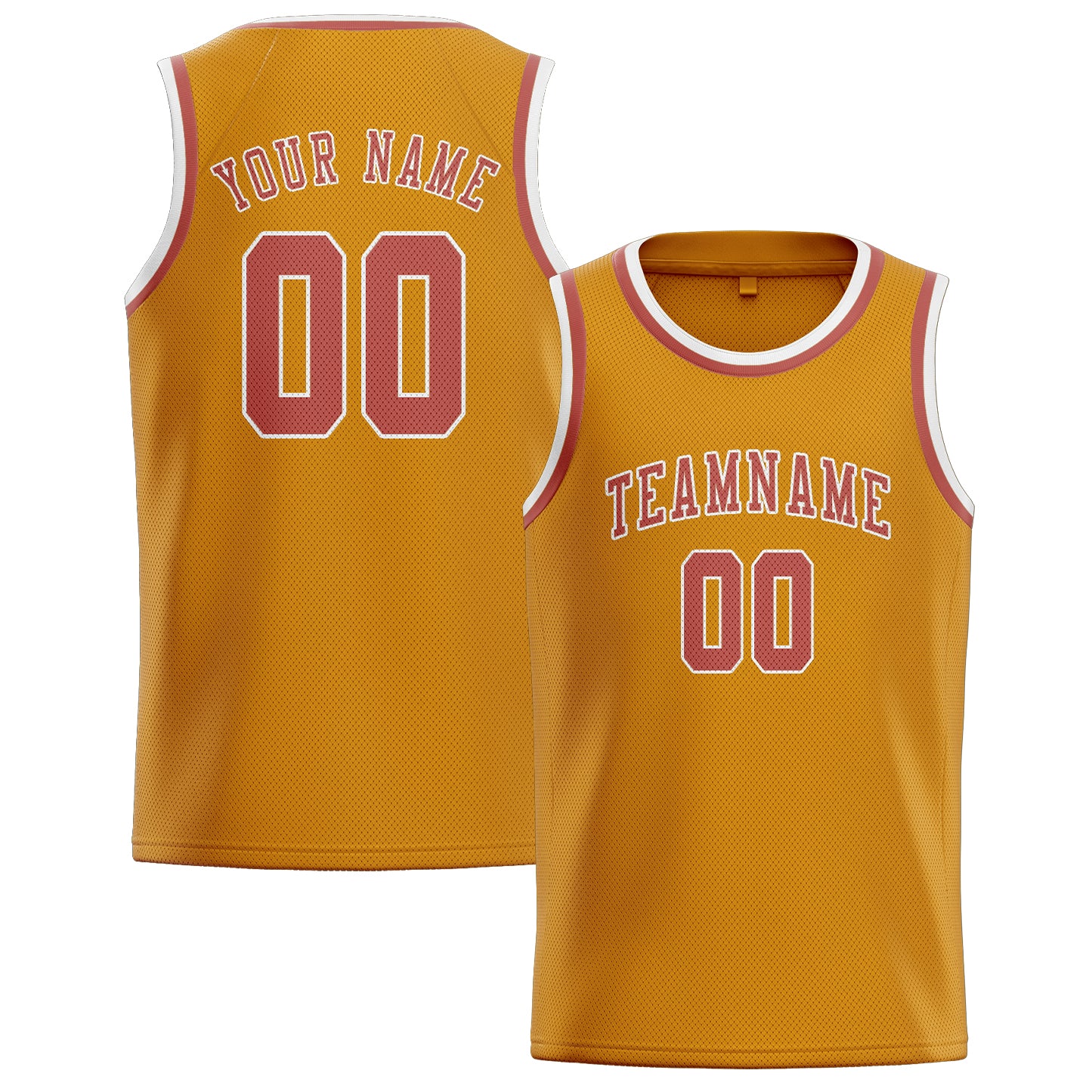 Benutzerdefiniertes Professionelles Gelb Kupferrose Basketballtrikot
