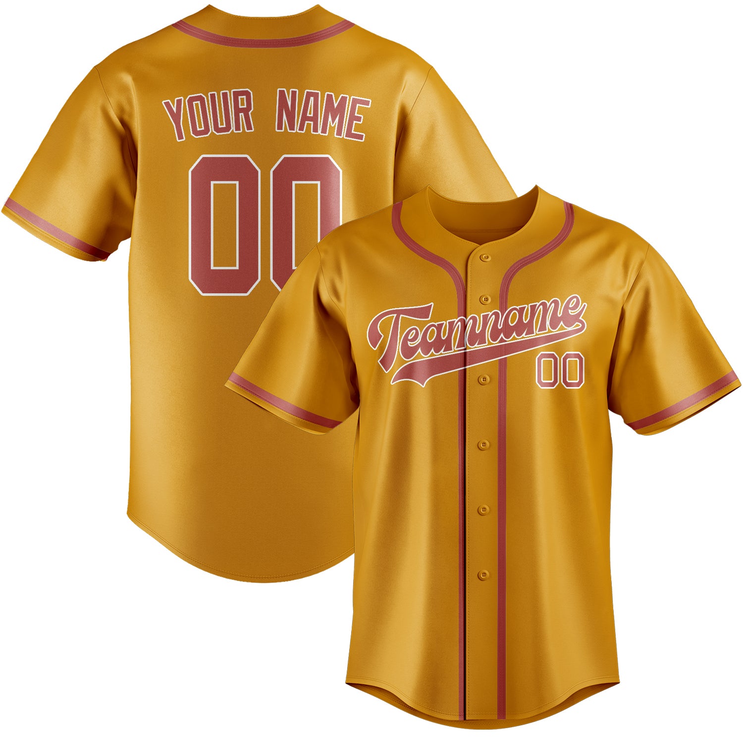 Benutzerdefiniertes Professionelles Gelb Kupferrose Baseballtrikot