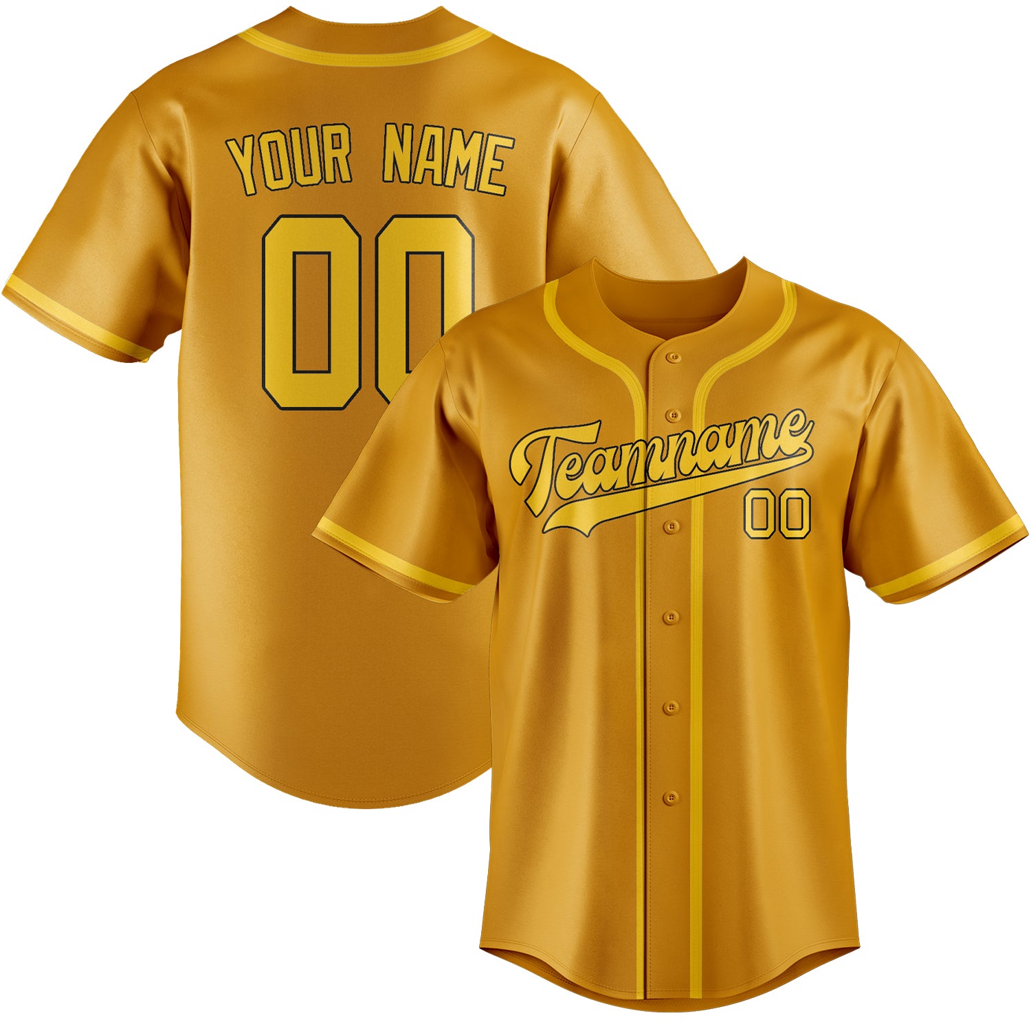 Benutzerdefiniertes Professionelles Gelb Gold Baseballtrikot