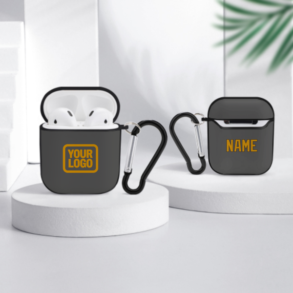 Maßgeschneidertes Dunkelgrau Gelb AirPods-Hülle