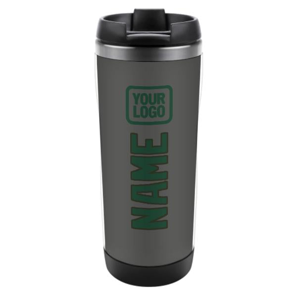 Tazza personalizzata in acciaio inossidabile grigio scuro e verde muschio