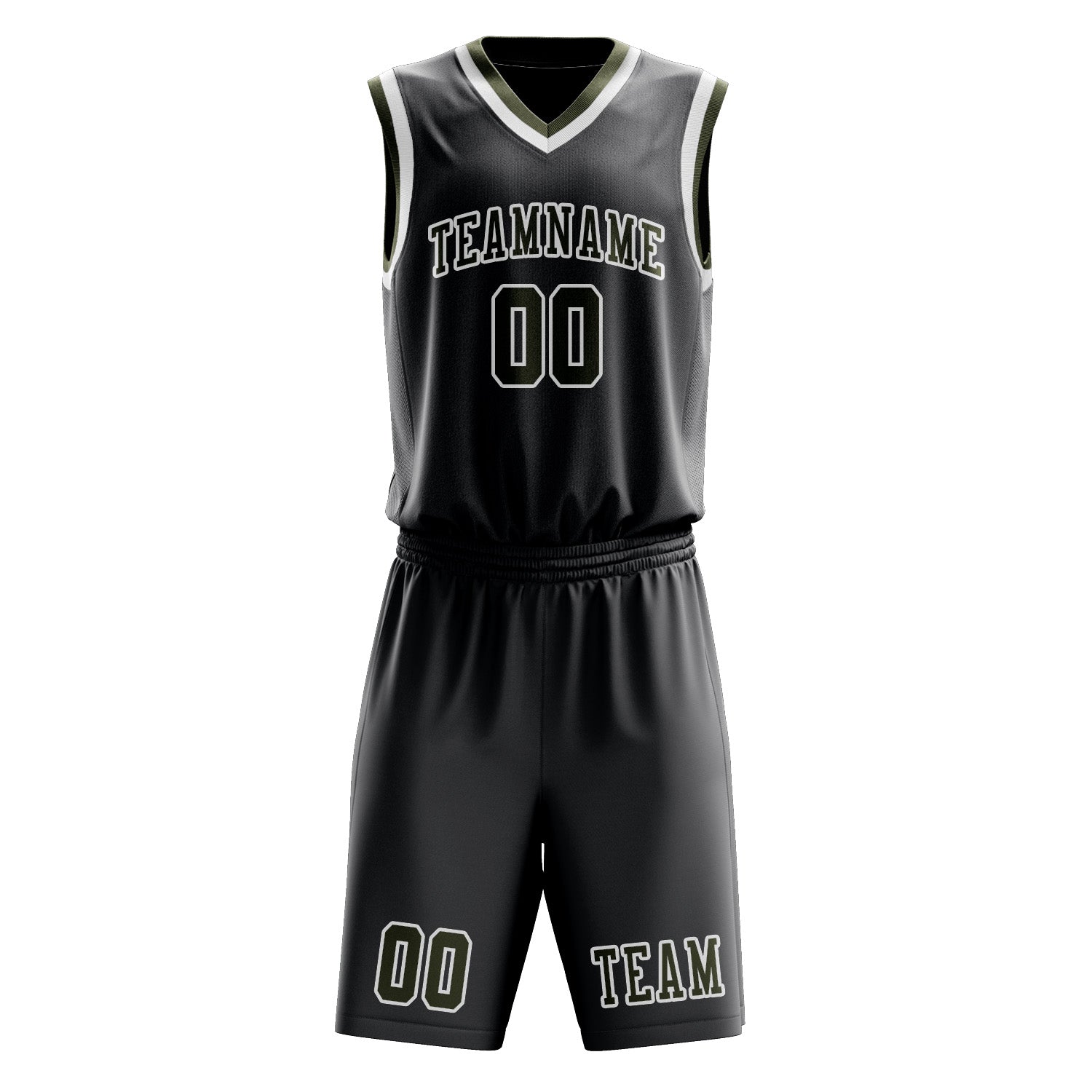 Benutzerdefiniertes Professionelles Dunkelgrau Dunkles Oliv Basketballtrikot-Set