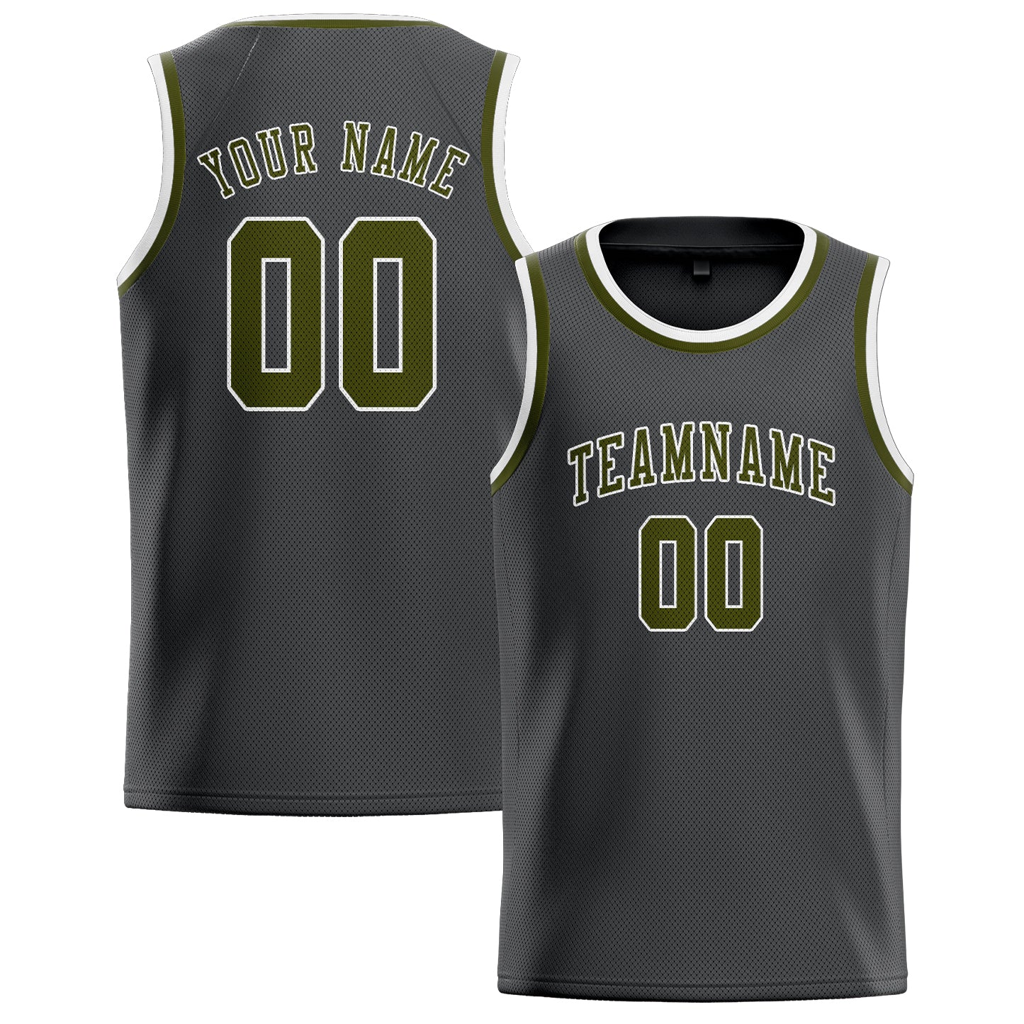 Benutzerdefiniertes Professionelles Dunkelgrau Dunkles Oliv Basketballtrikot