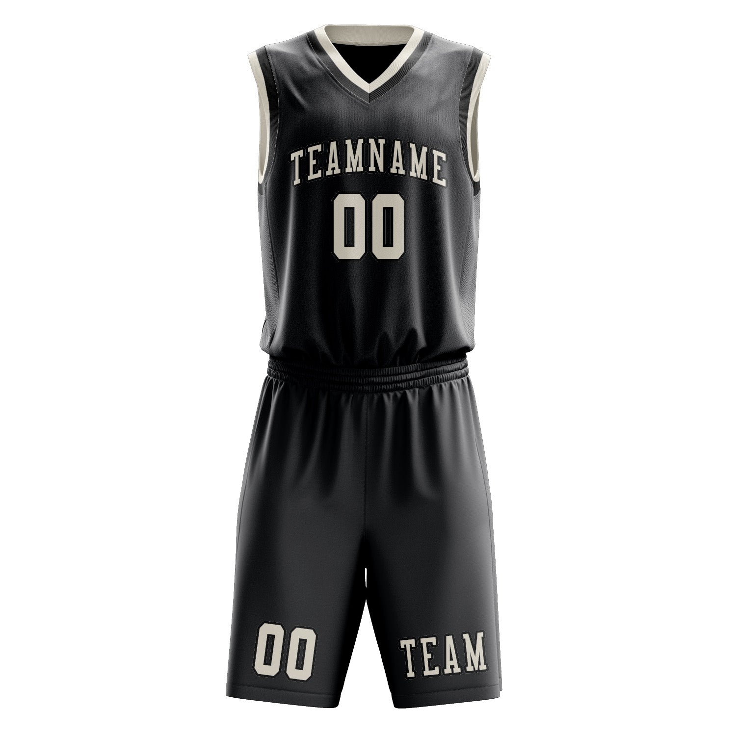 Benutzerdefiniertes Professionelles Dunkelgrau Beige Basketballtrikot-Set