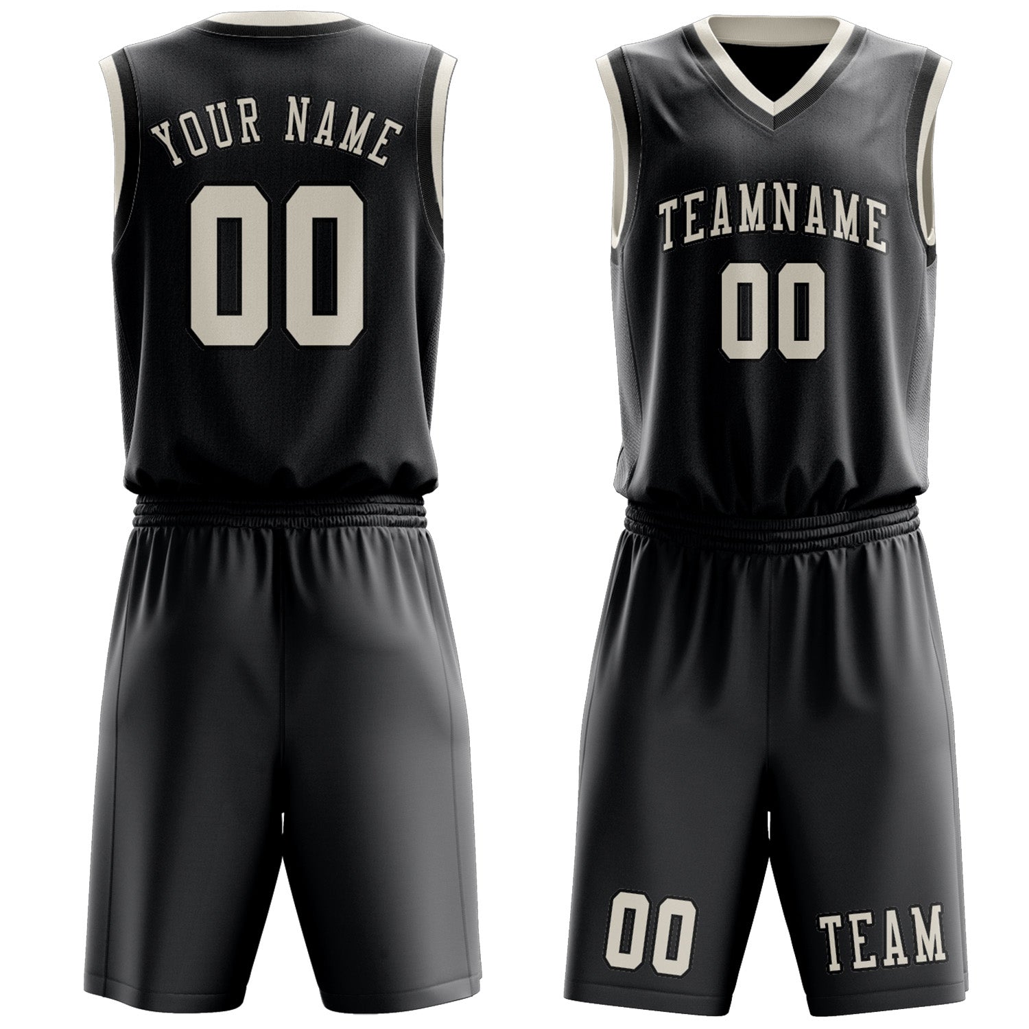 Benutzerdefiniertes Professionelles Dunkelgrau Beige Basketballtrikot-Set