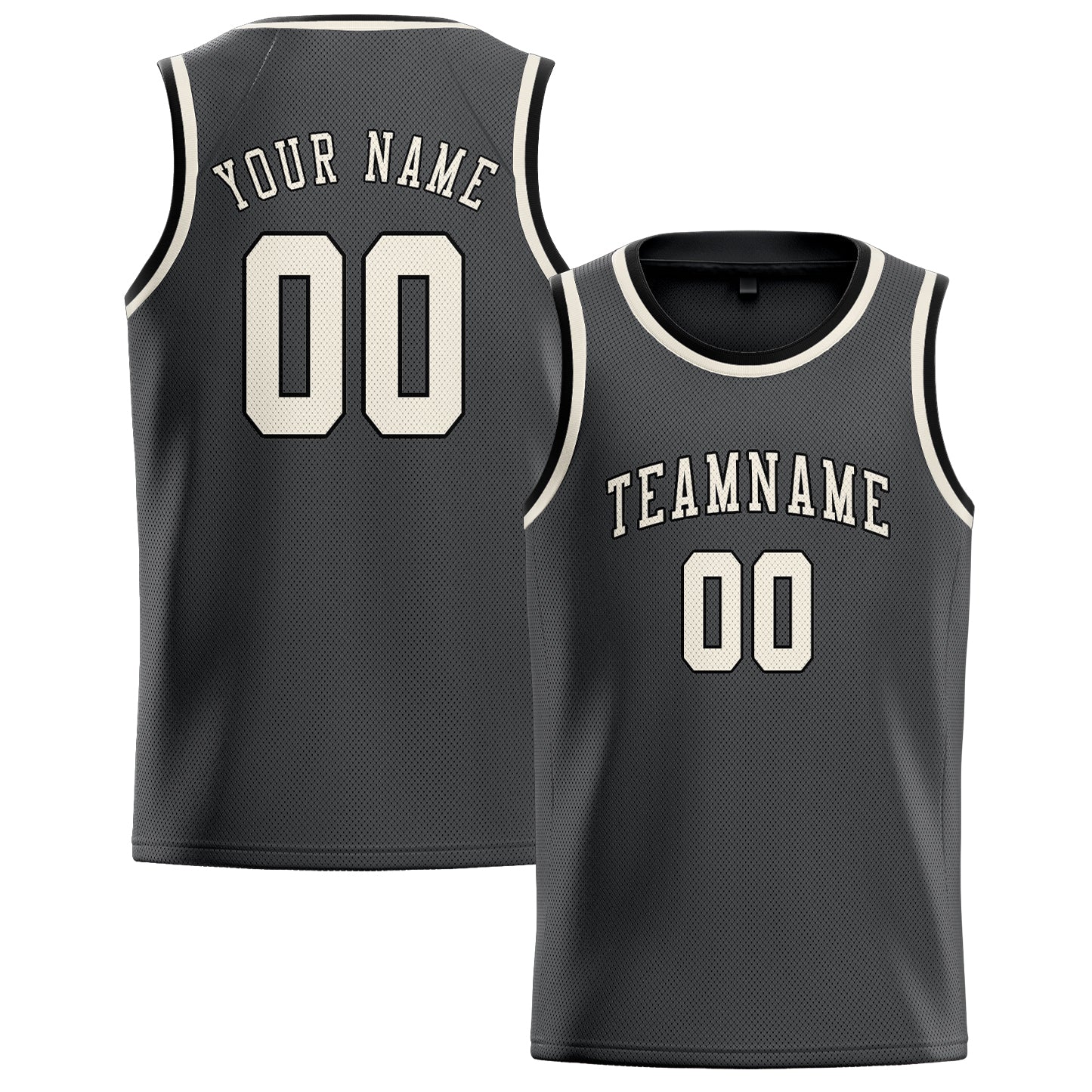Benutzerdefiniertes Professionelles Dunkelgrau Beige Basketballtrikot