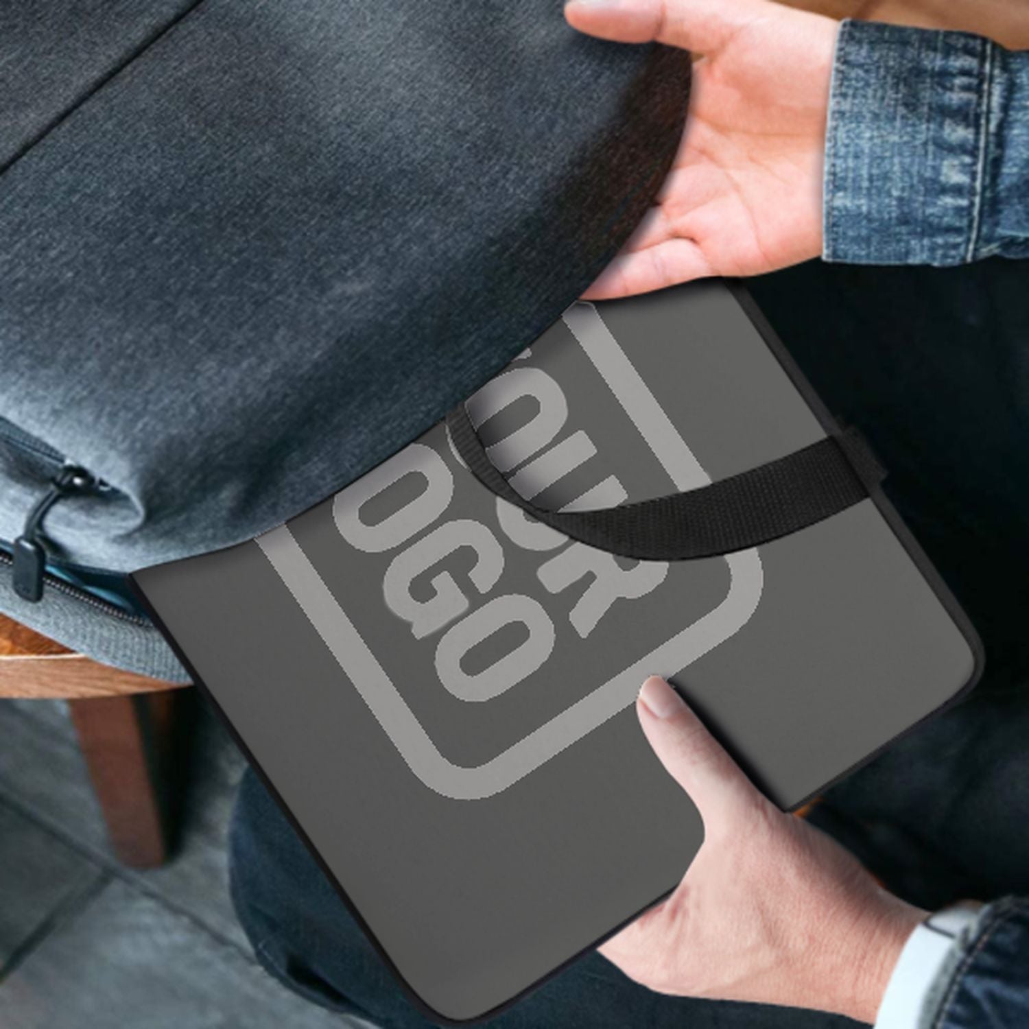 Borsa per laptop grigio scuro personalizzata