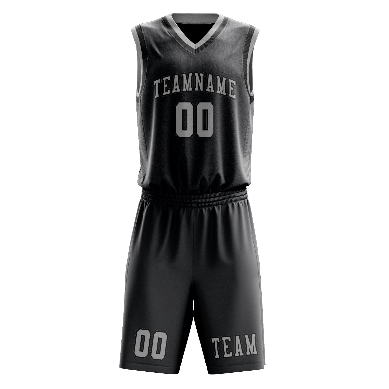 Benutzerdefiniertes Professionelles Dunkelgrau Grau Basketballtrikot-Set
