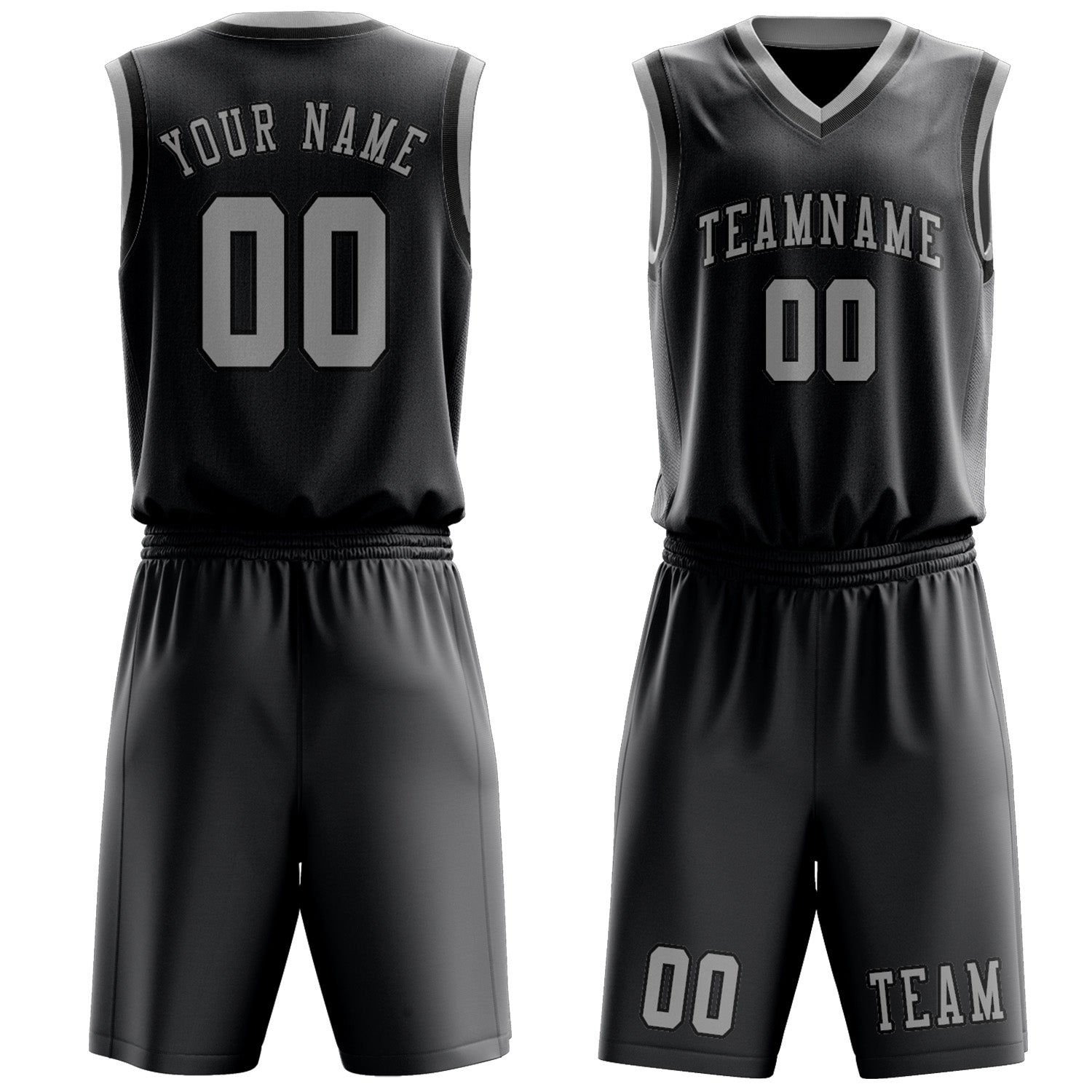 Benutzerdefiniertes Professionelles Dunkelgrau Grau Basketballtrikot-Set