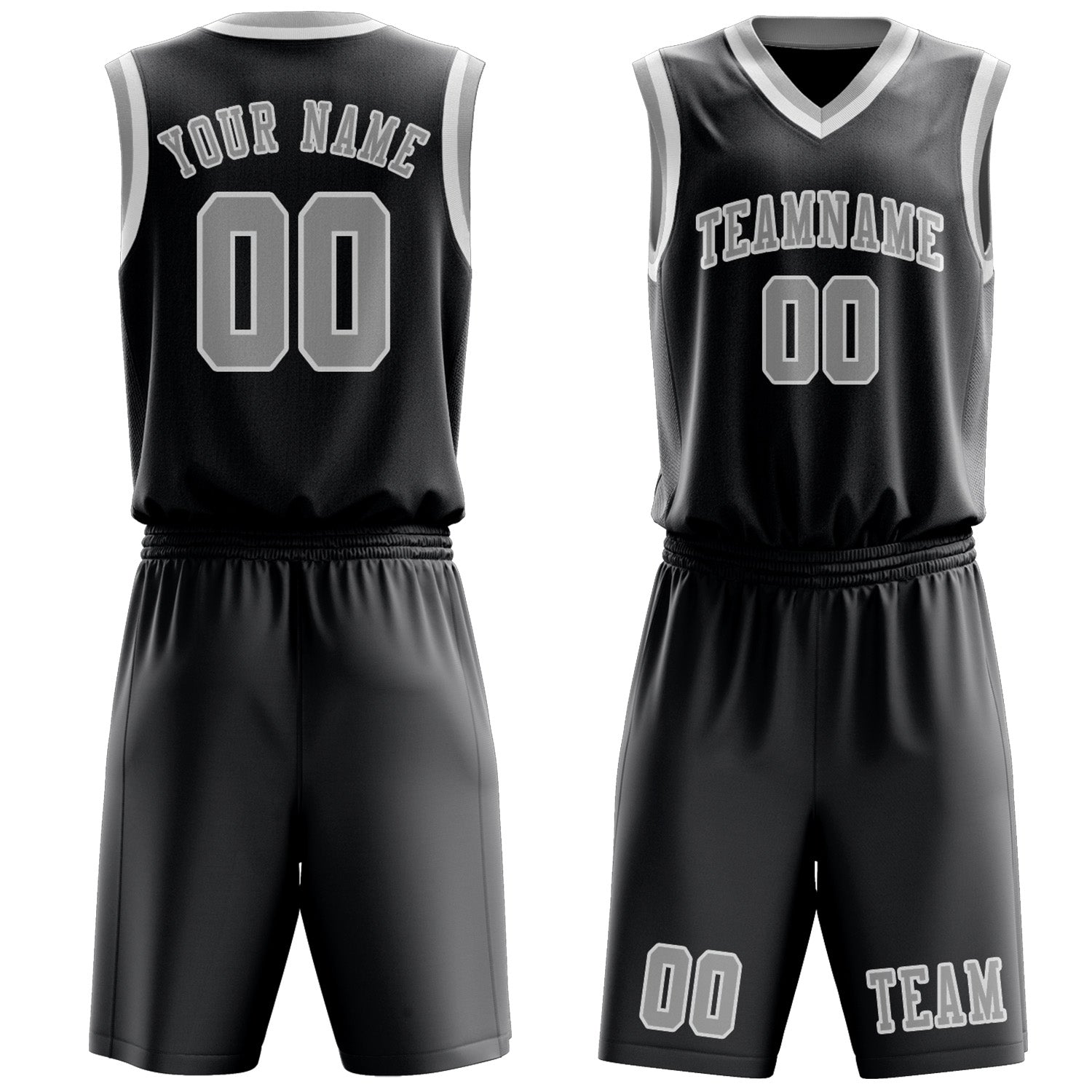 Benutzerdefiniertes Professionelles Dunkelgrau Grau Basketballtrikot-Set
