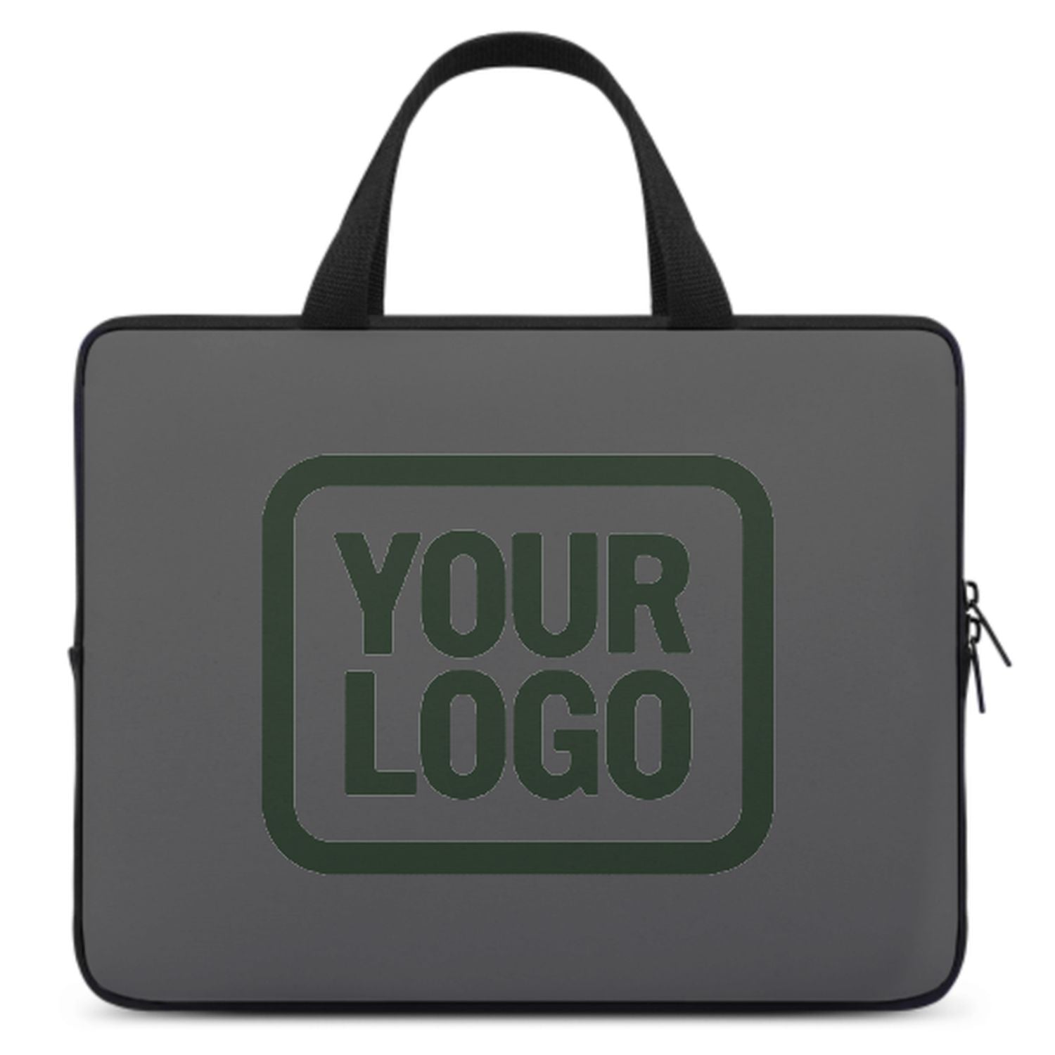 Borsa per laptop grigio scuro verde scuro su misura