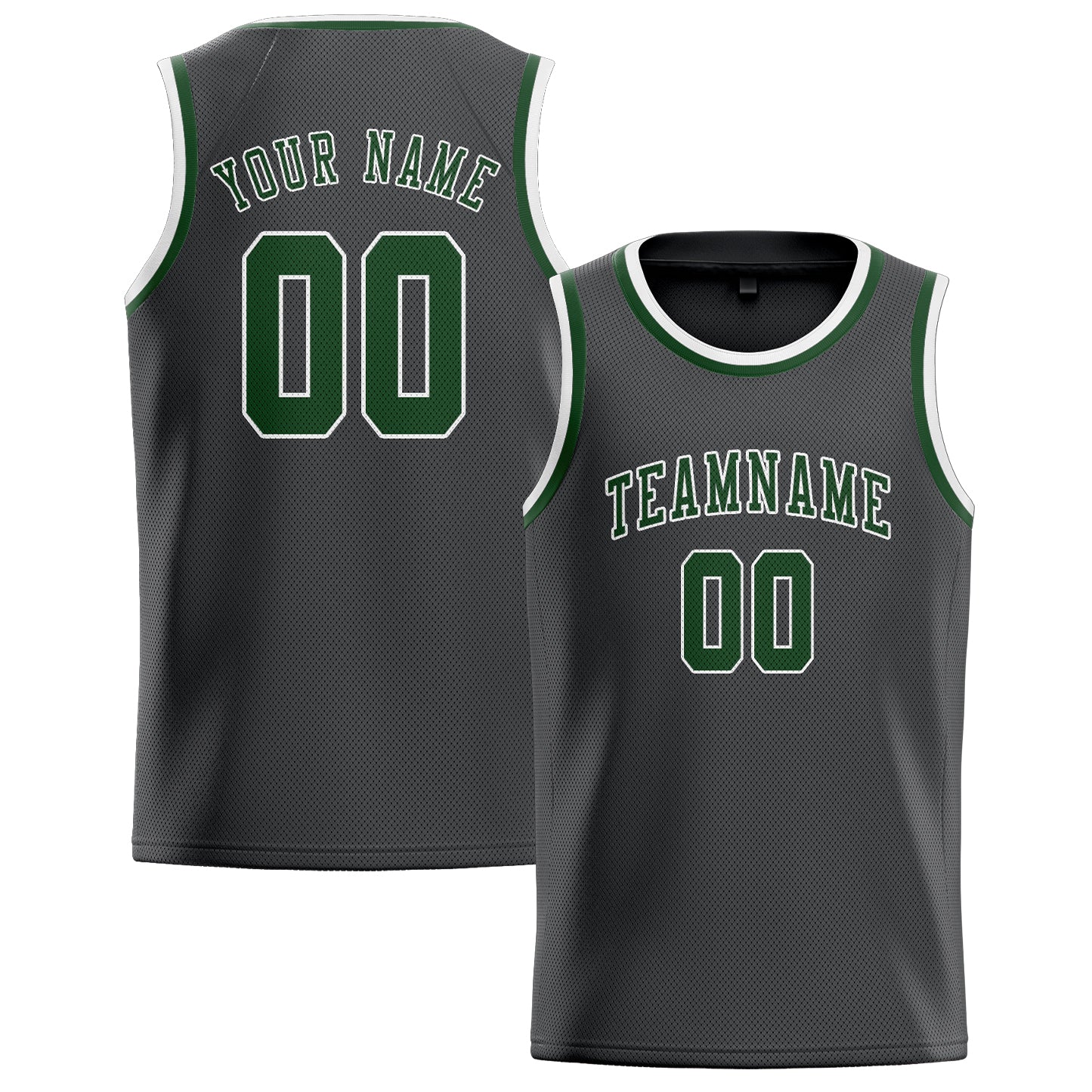 Benutzerdefiniertes Professionelles Dunkelgrau Tannengrün Basketballtrikot