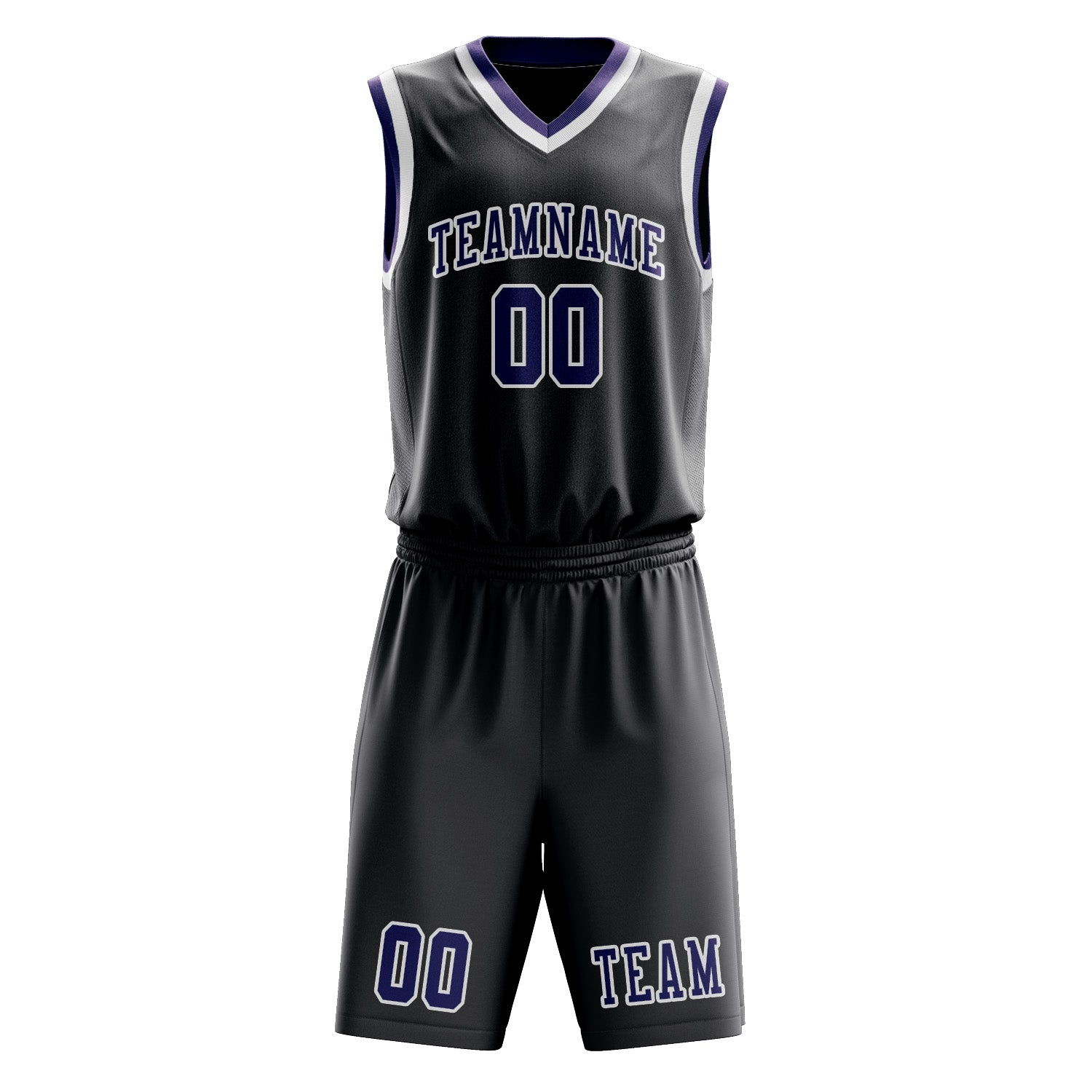 Benutzerdefiniertes Professionelles Dunkelgrau Lila Basketballtrikot-Set