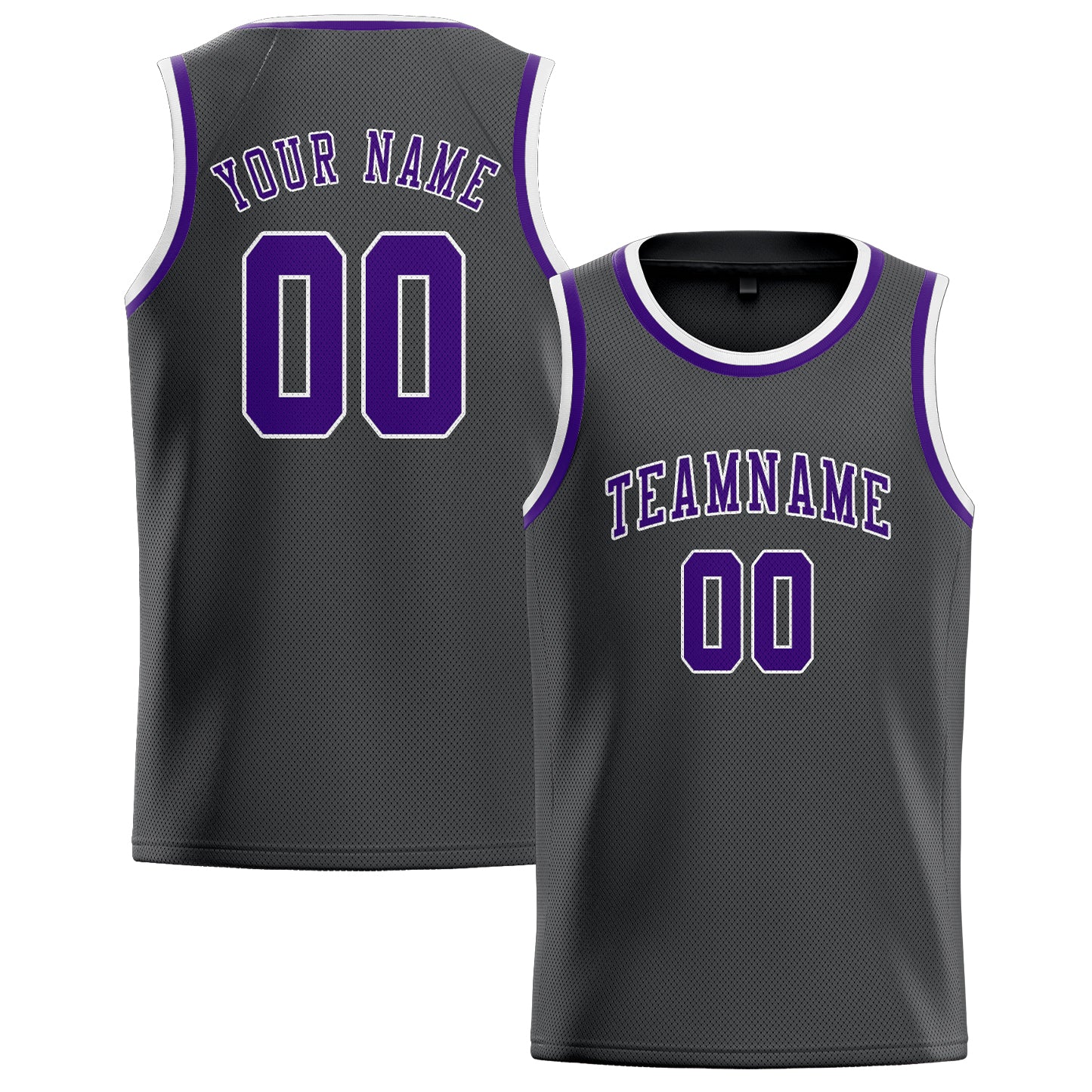 Benutzerdefiniertes Professionelles Dunkelgrau Lila Basketballtrikot