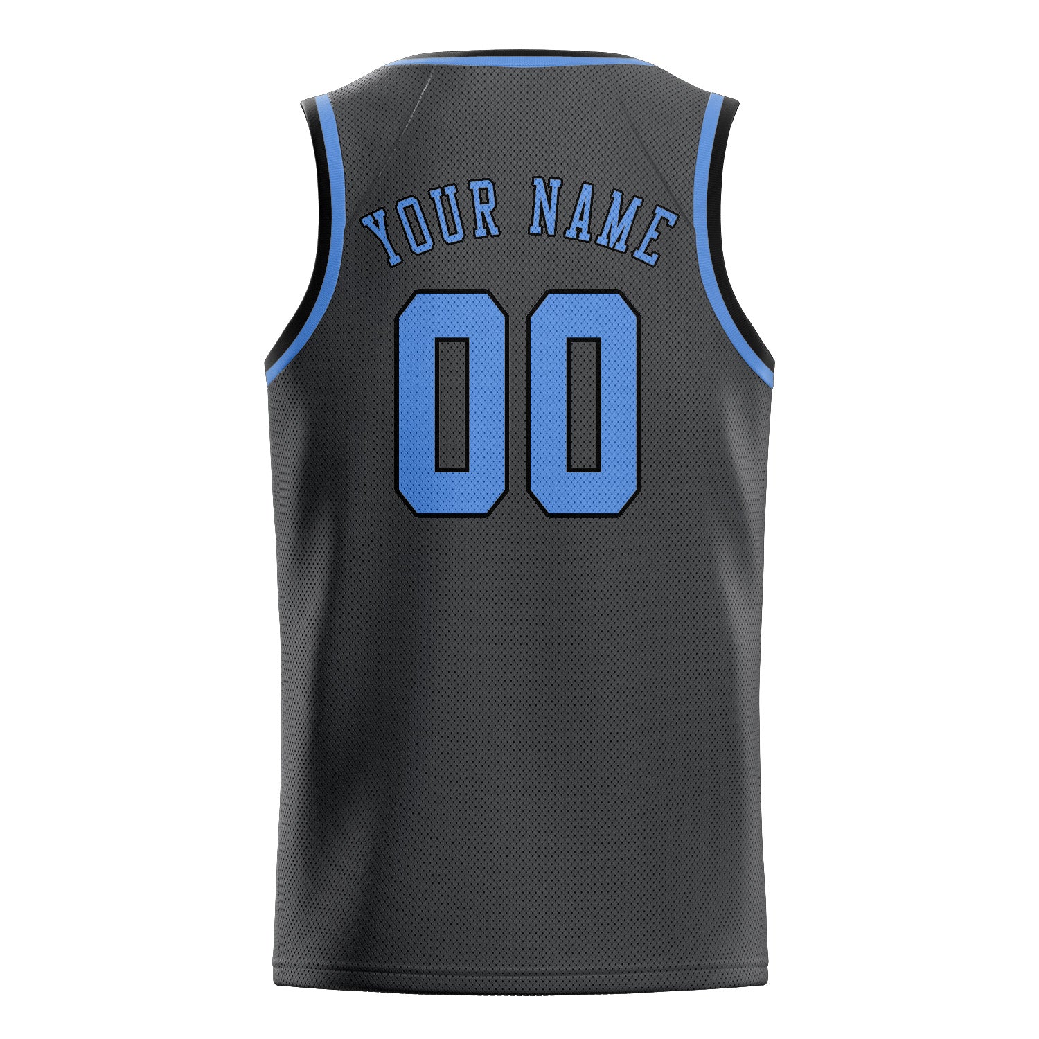 Benutzerdefiniertes Professionelles Dunkelgrau Hellblau Basketballtrikot