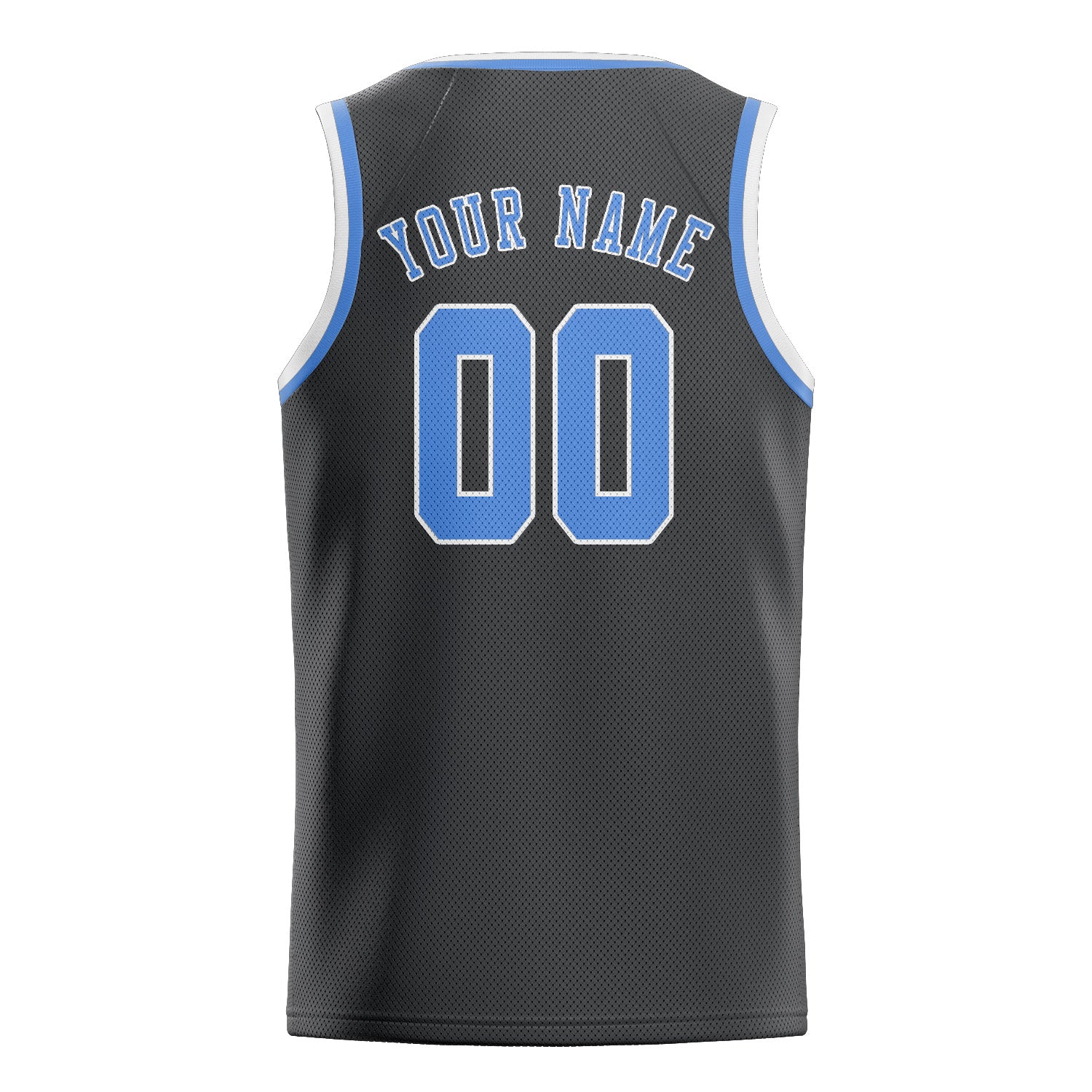 Benutzerdefiniertes Professionelles Dunkelgrau Hellblau Basketballtrikot