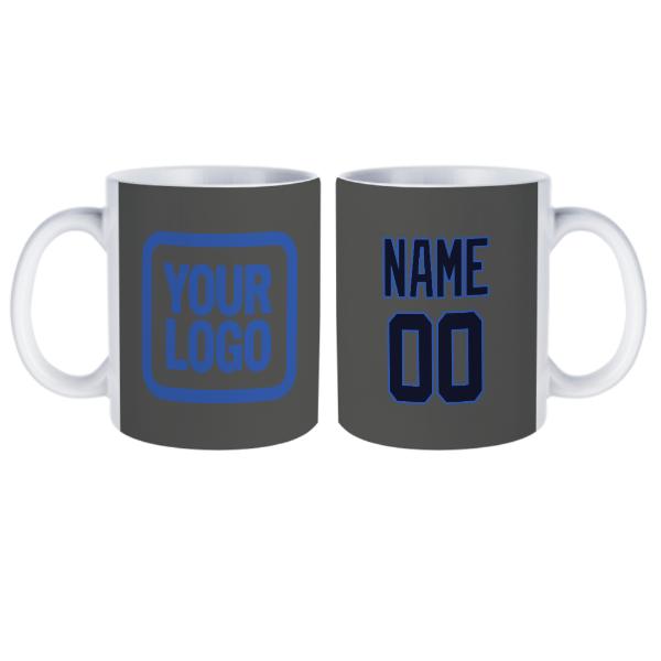 Tazza personalizzata in acciaio grigio scuro e blu