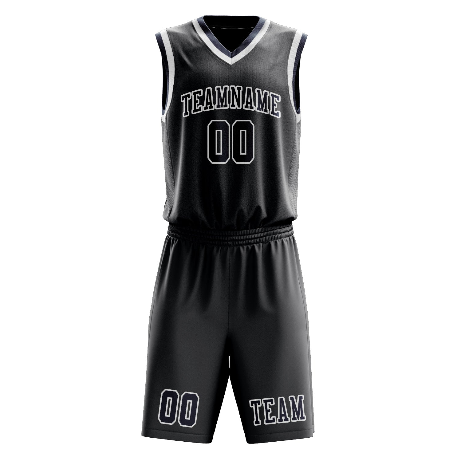 Benutzerdefiniertes Professionelles Dunkelgrau Marineblau Basketballtrikot-Set