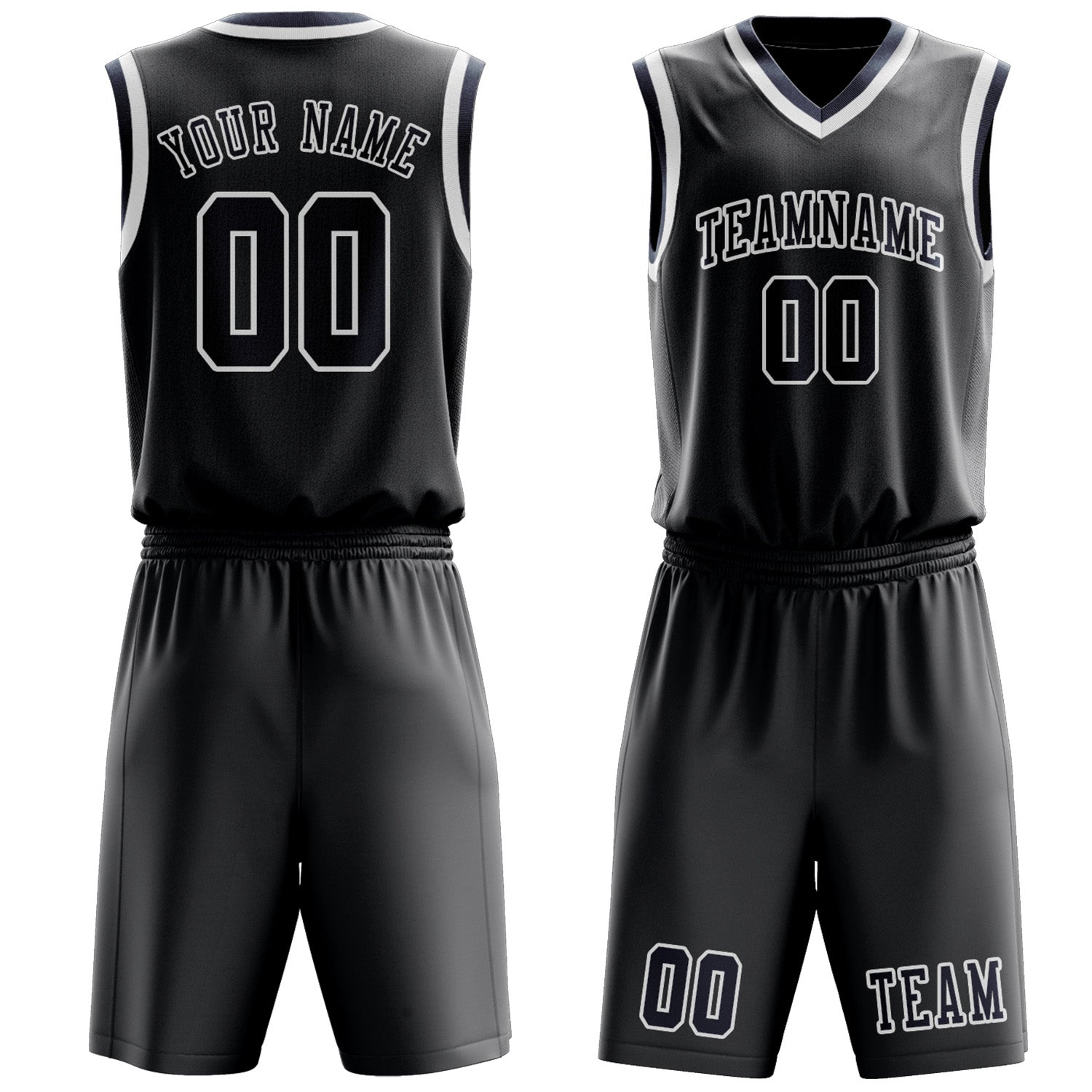 Benutzerdefiniertes Professionelles Dunkelgrau Marineblau Basketballtrikot-Set