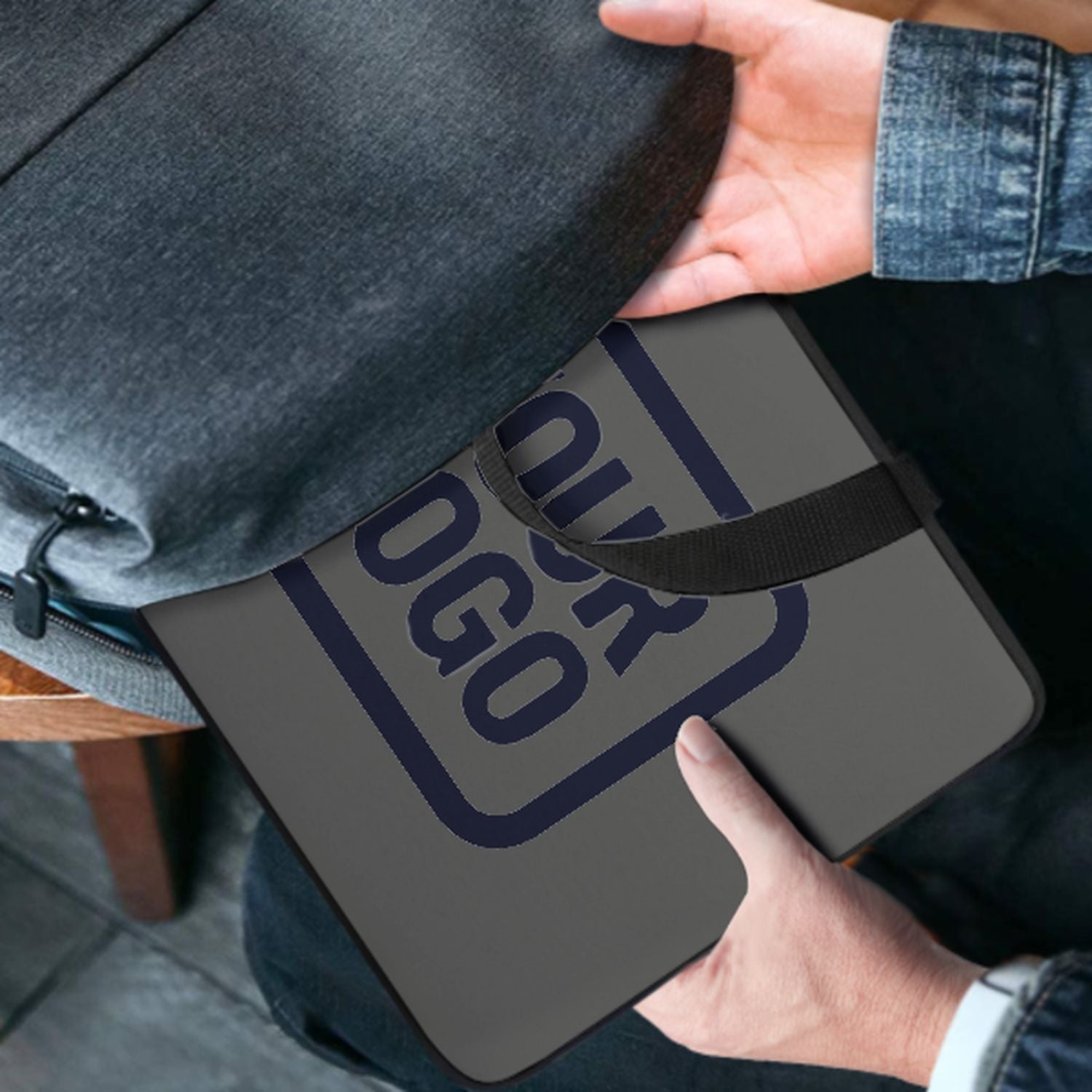 Borsa per laptop personalizzata grigio scuro blu navy